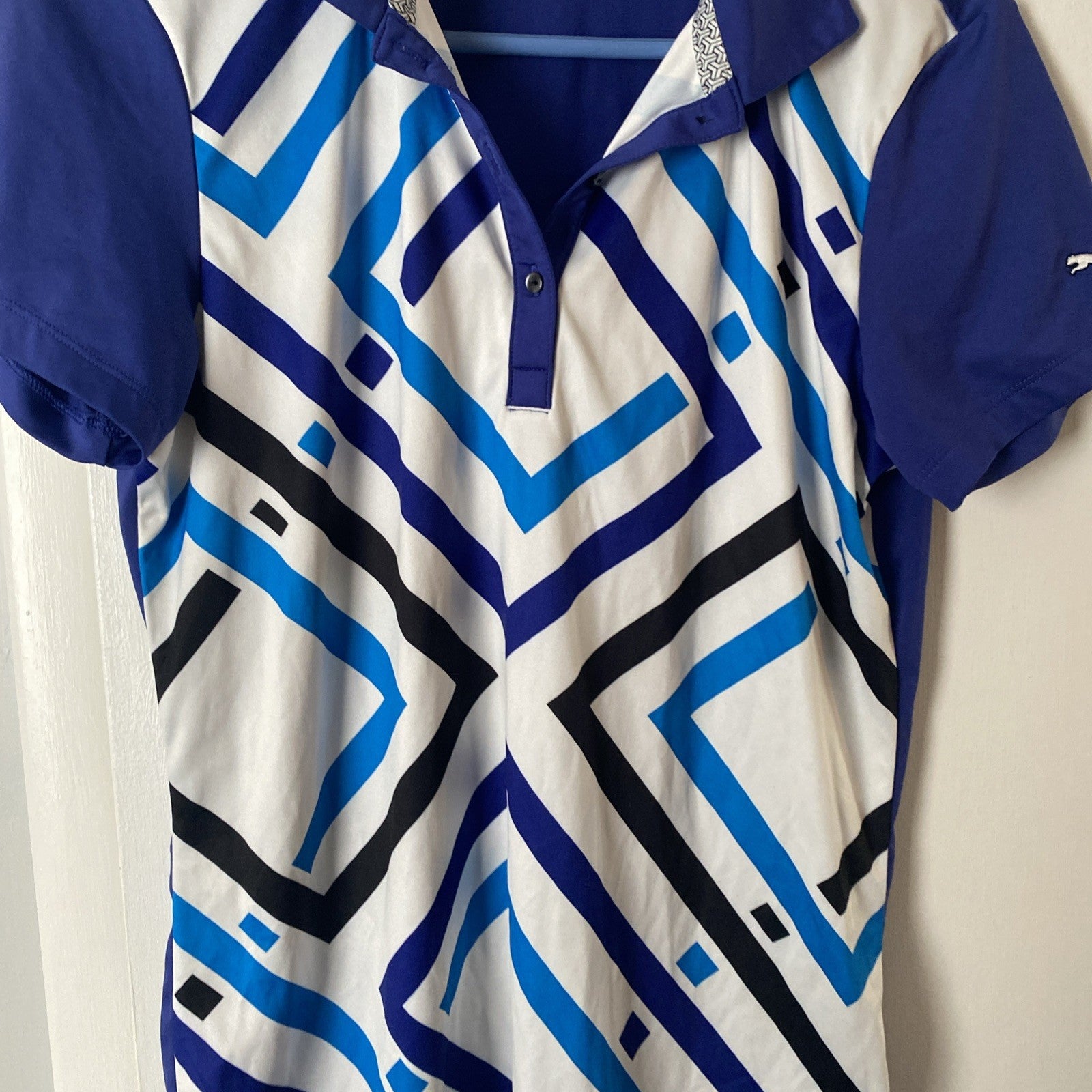 Puma women's polo shirt drty cell sport lifestyle short sleeve blue size M