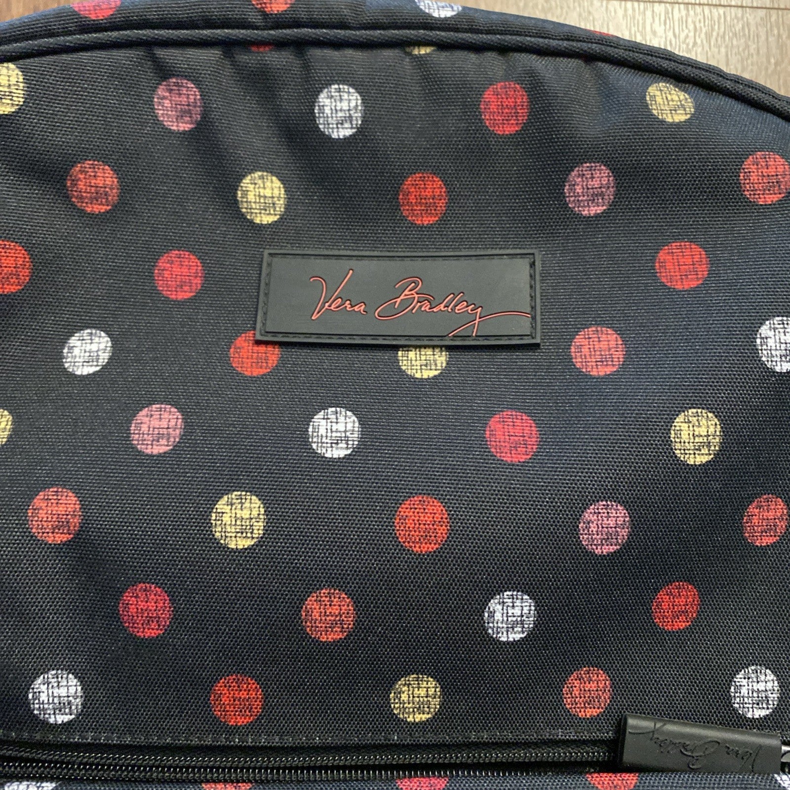 Vera Bradley Black Bookbag Backpack Diaper Bag Baby Bag Havana Spots Polka Dot
