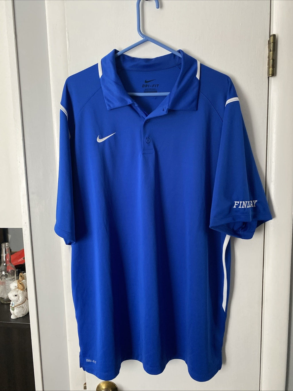 Nike Men’s Dri-Fit Blue Polo Shirt Size XL “FINDLAY” On Sleeve