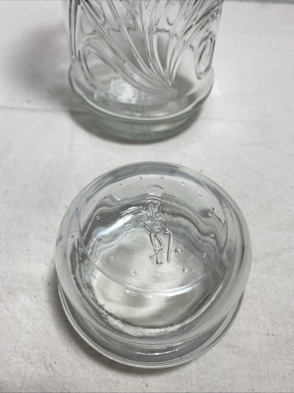 Planters Mr Peanut Glass Apothecary Jar Canister VTG 1982 Wide Pnut Leaf Design 