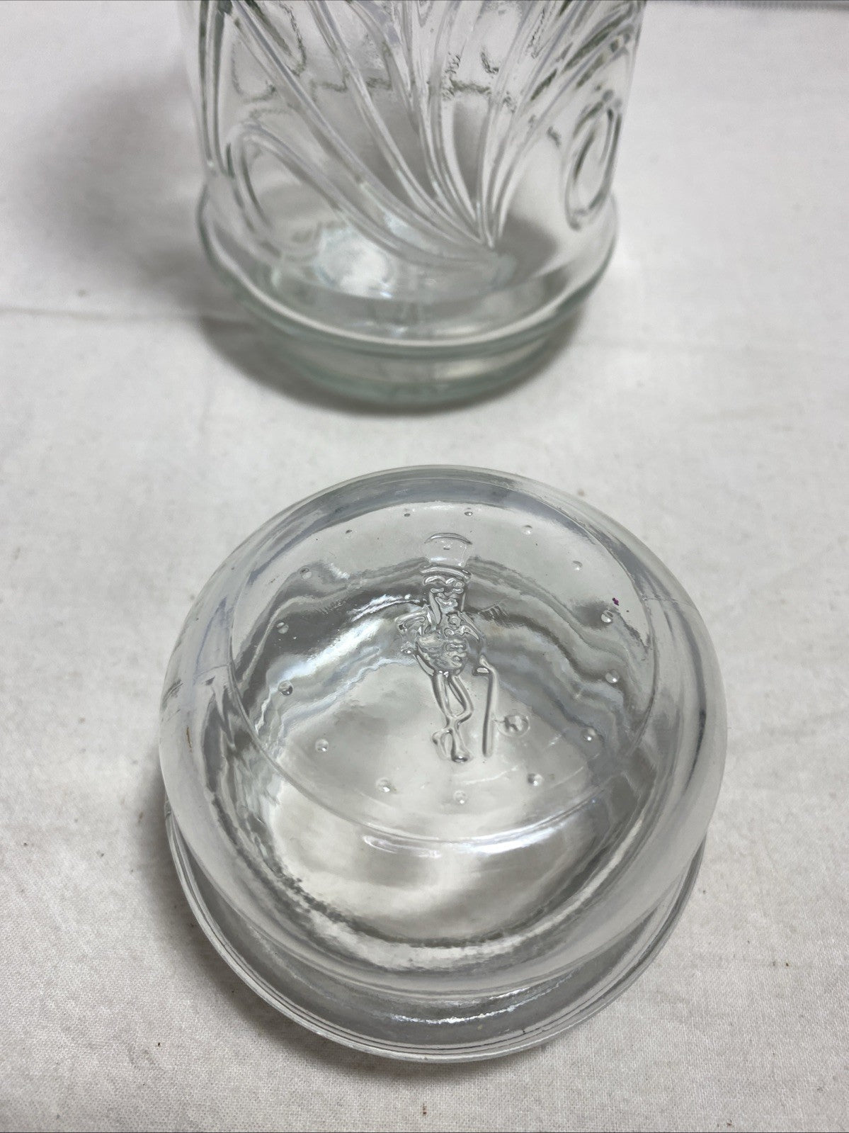 Planters Mr Peanut Glass Apothecary Jar Canister VTG 1982 Wide Pnut Leaf Design 