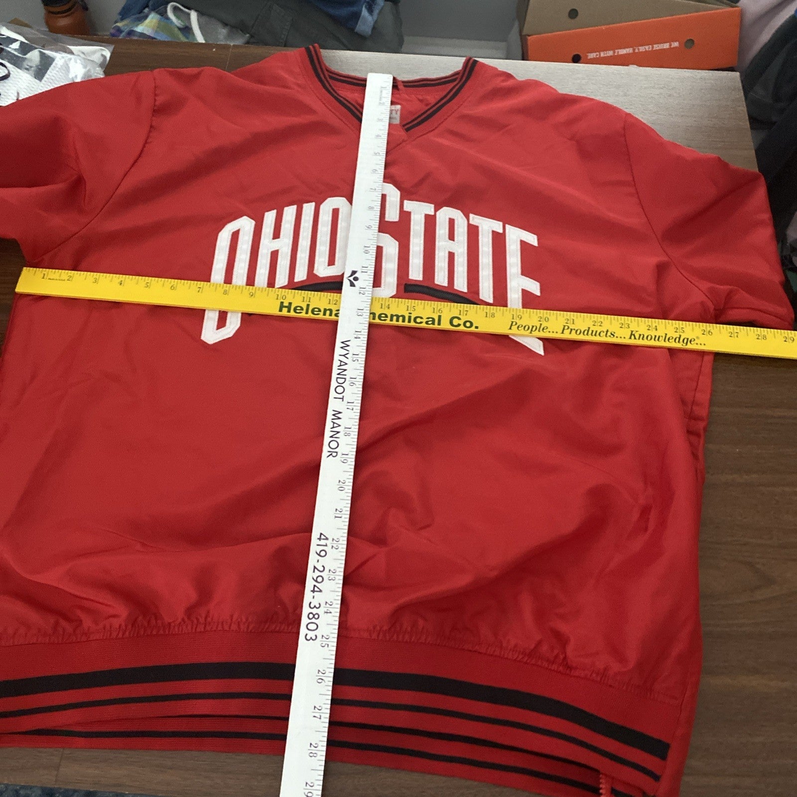 Ohio State Varsity Men XL Red Polyester Pullover Sweatshirt V Neck Windbreaker