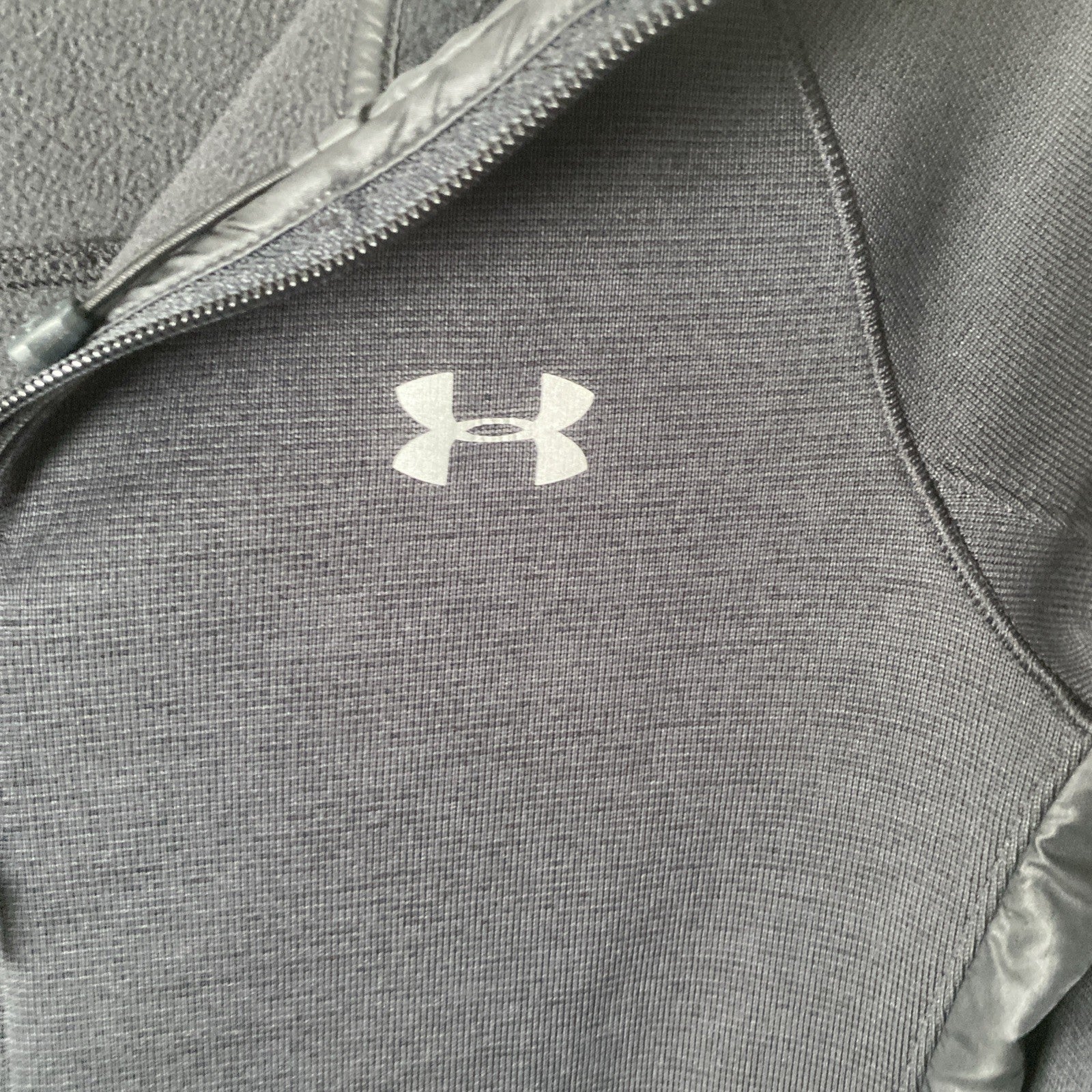 Under Armour Fleece Full Front Zip Jacket Spell-Out Back ~ Women's Small W/ Hood