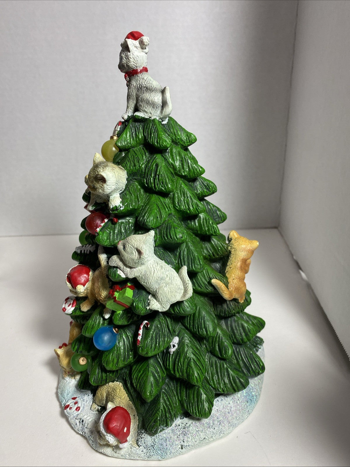 Kitty Holiday Christmas Tree Lakeside Collection Light Up Table Top Decor 9”