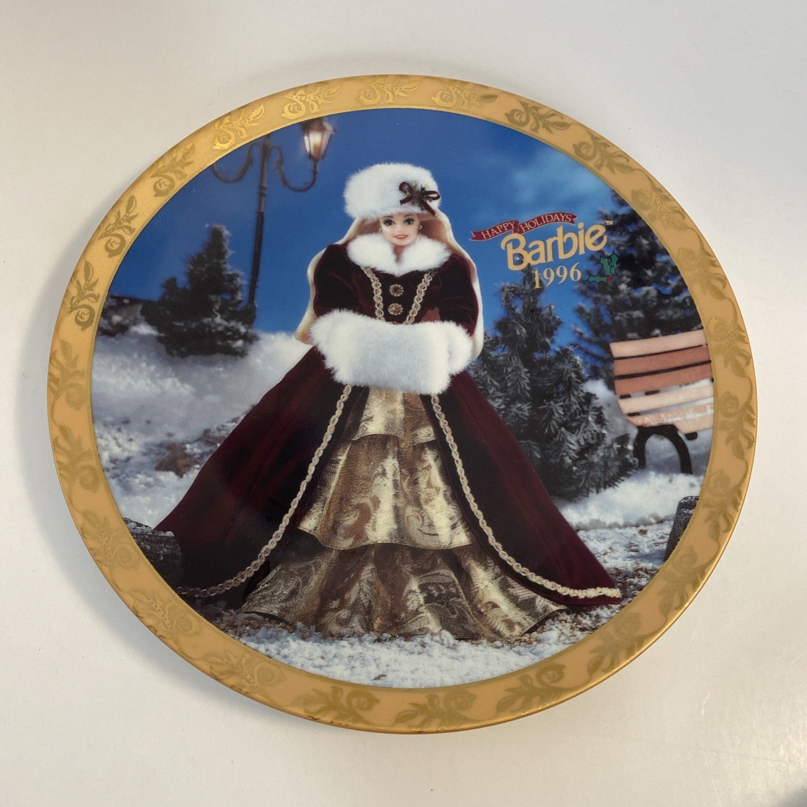 Enesco 1996 Happy Holidays Barbie Collectors Plate - Limited Edition #16393