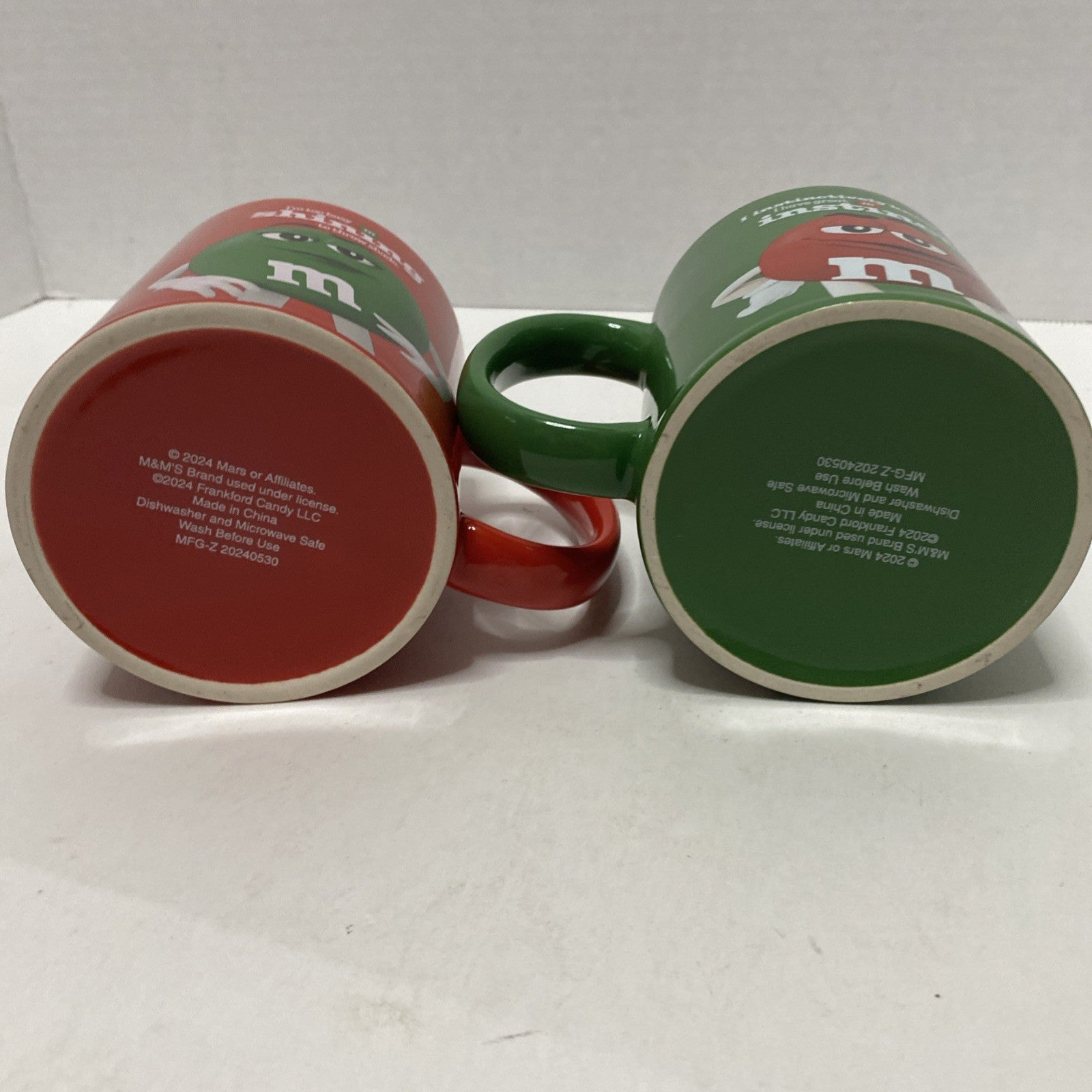 Set of 2 Collectible M&M Candy Ceramic Coffee Cups/Mugs