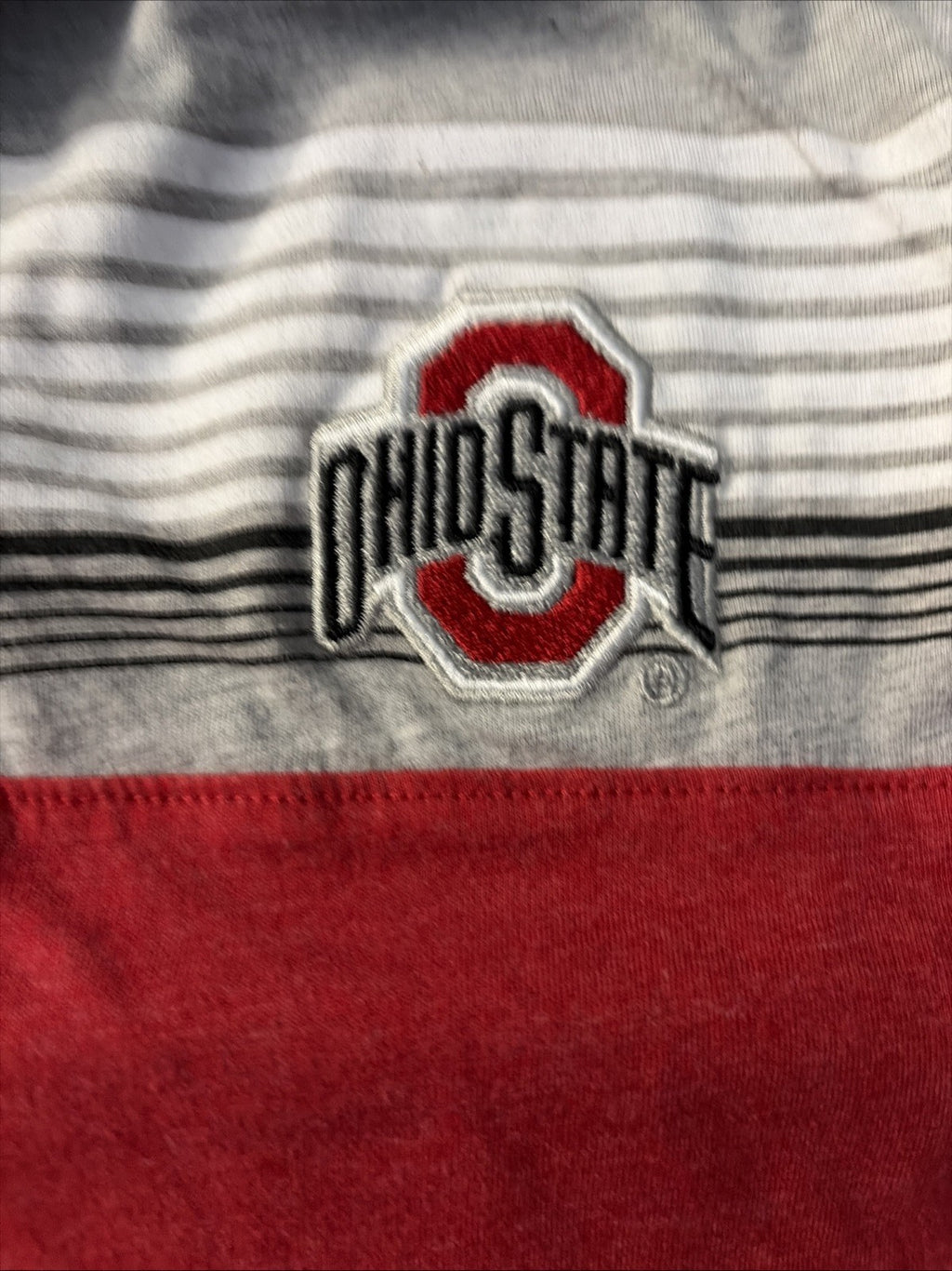 Ohio State Polo Shirt Large Red Gray Striped Logo Colosseum Mens