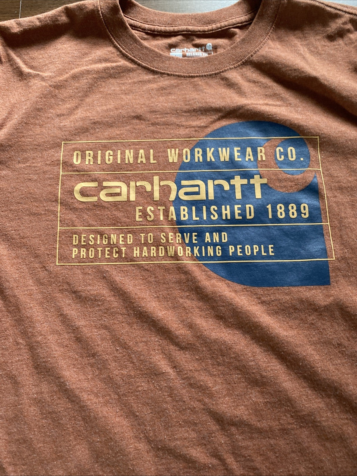 Carhartt Original Navy/ Rust Graphic Relaxed Fit - Large Tshirt Free Shipping