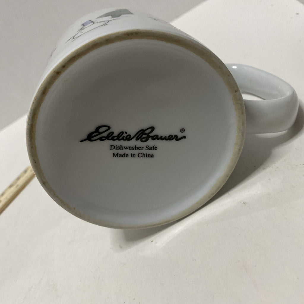Eddie Bauer Ceramic Snowman & Christmas Tree Mug Coffee Tea