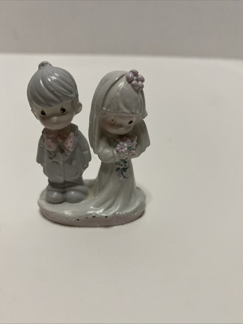 1990 Precious Moments Cast Metal Miniature Bride & Groom Figurine Wedding 2"tall
