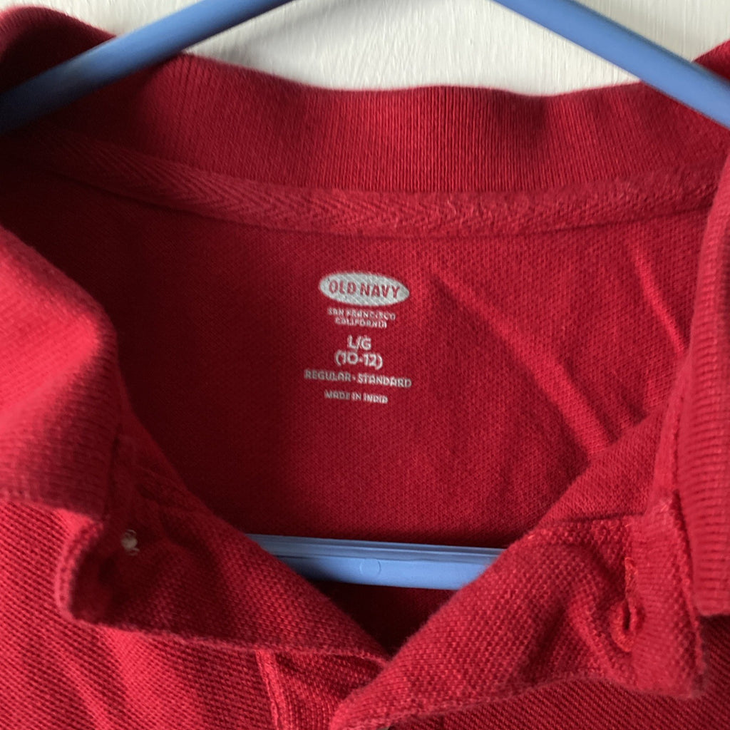 Old Navy kids large 10–12 long sleeve red polo