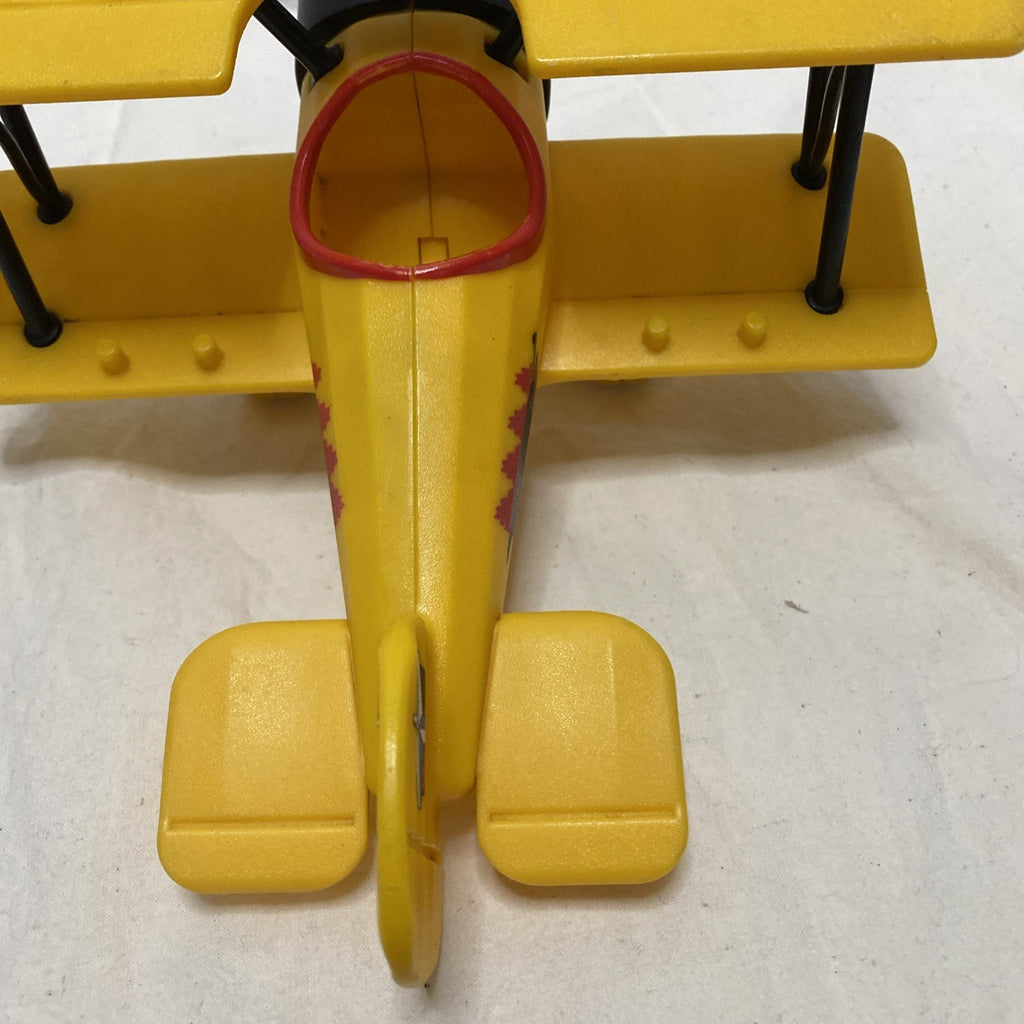 2006 Fisher Price Imaginext 8.5” Yellow BiPlane- Propeller Spins