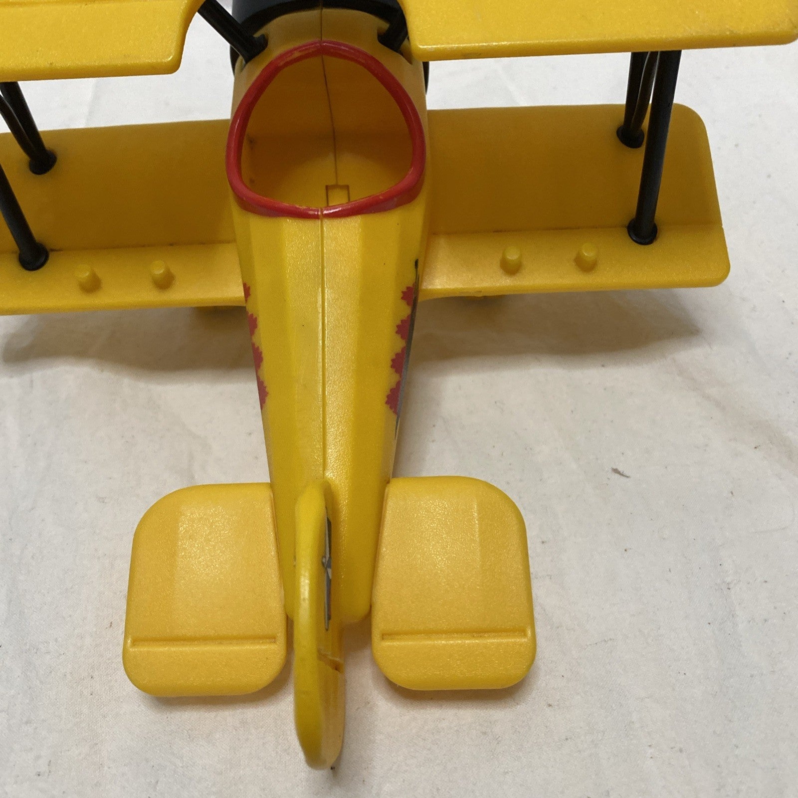 2006 Fisher Price Imaginext 8.5” Yellow BiPlane- Propeller Spins