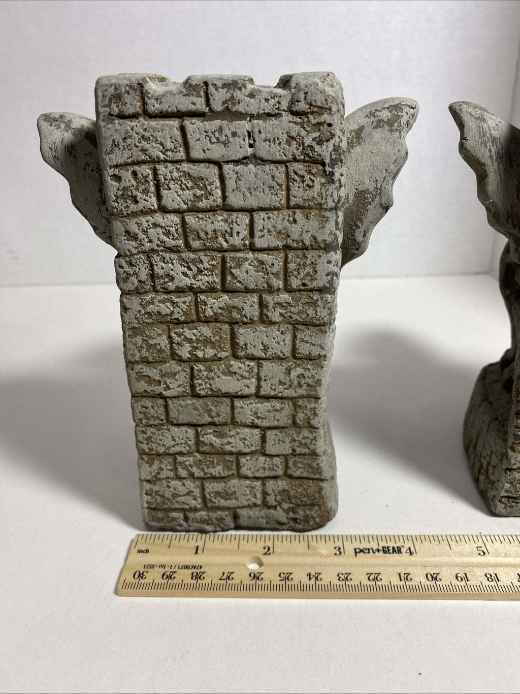 Gargoyle Concrete Stone Heavy Bookends, Castle Guardian Dragons Medieval 