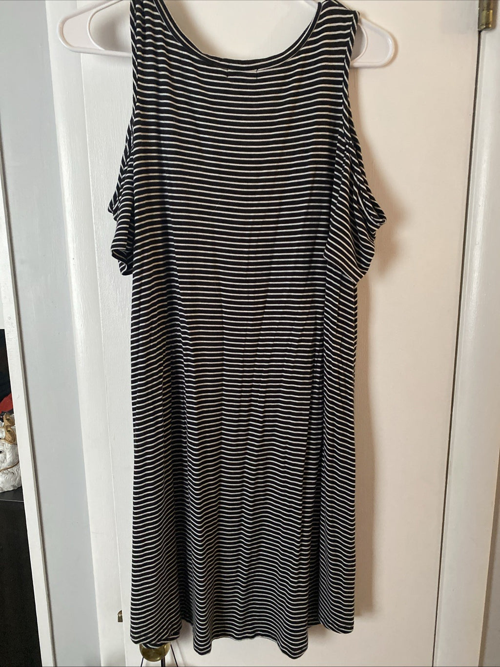 Falls Creek Women’s Striped Short Sleeve Cold Shoulder Dress, Size Large