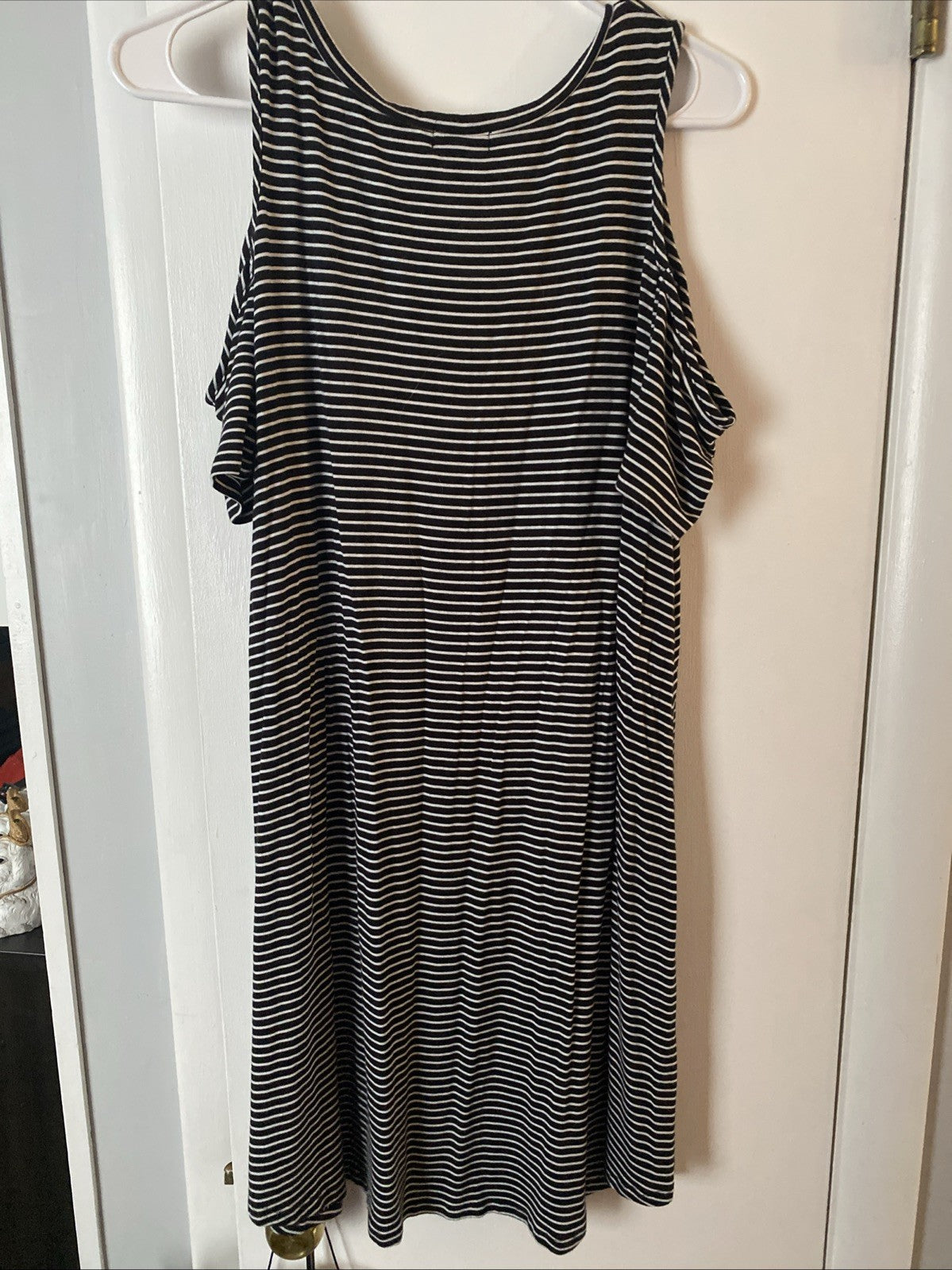 Falls Creek Women’s Striped Short Sleeve Cold Shoulder Dress, Size Large