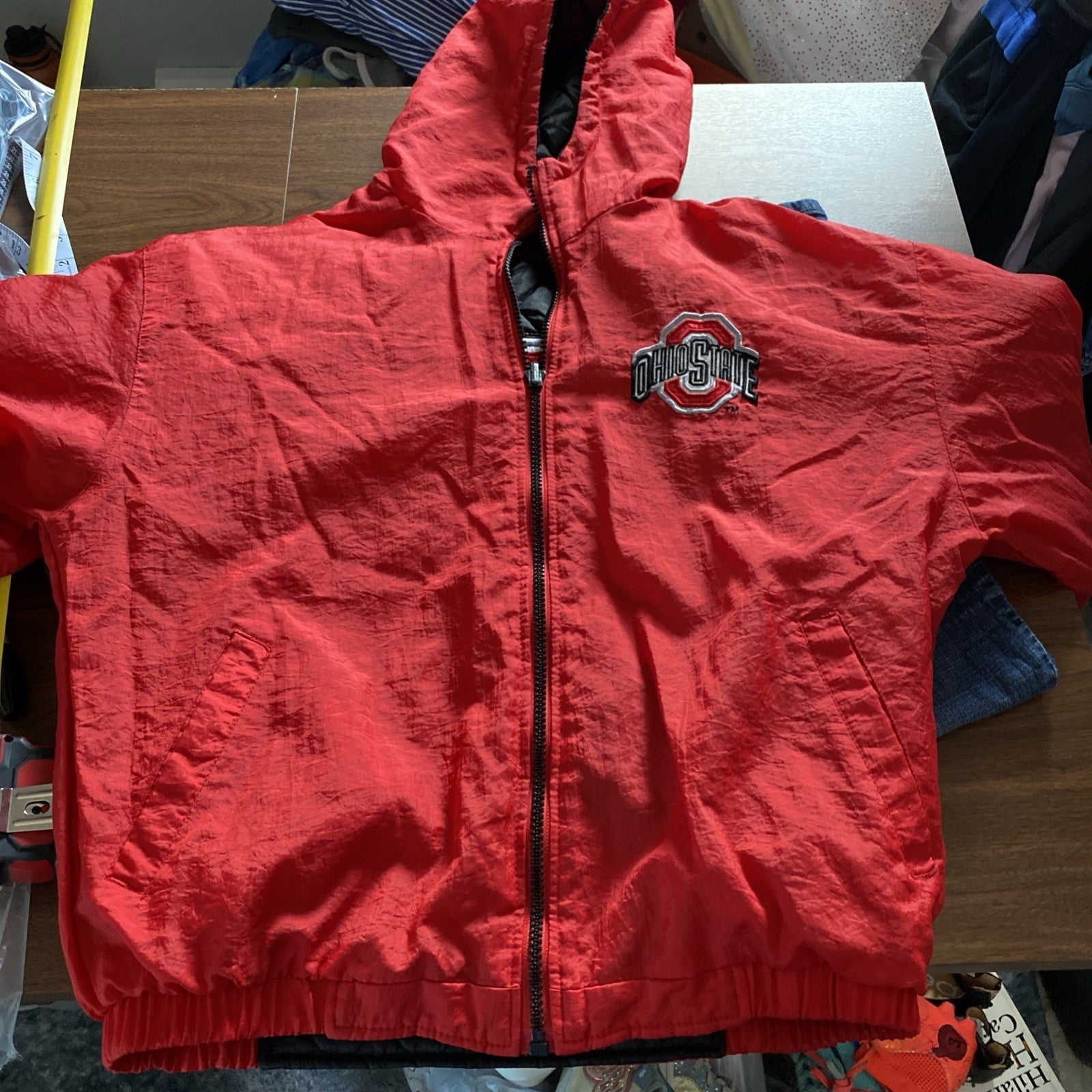 Vintage 90s Pro Player Ohio State Quilted Reversible Hooded Jacket Mens Medium