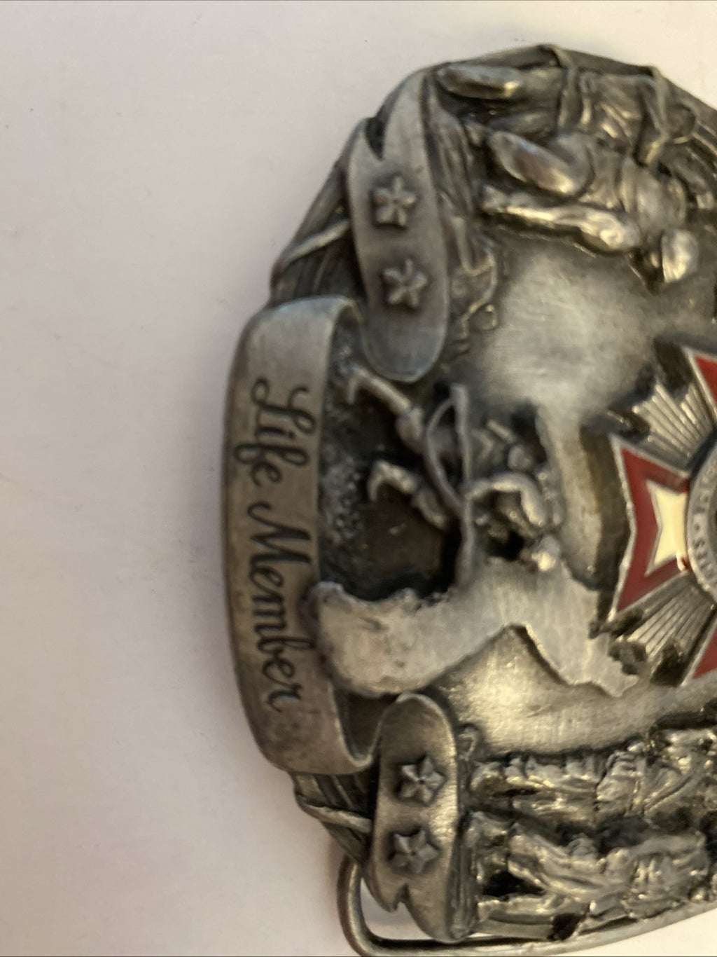 1987 Siskiyou Belt Buckle B71 Honoring All Veterans Of Foreign Wars Members
