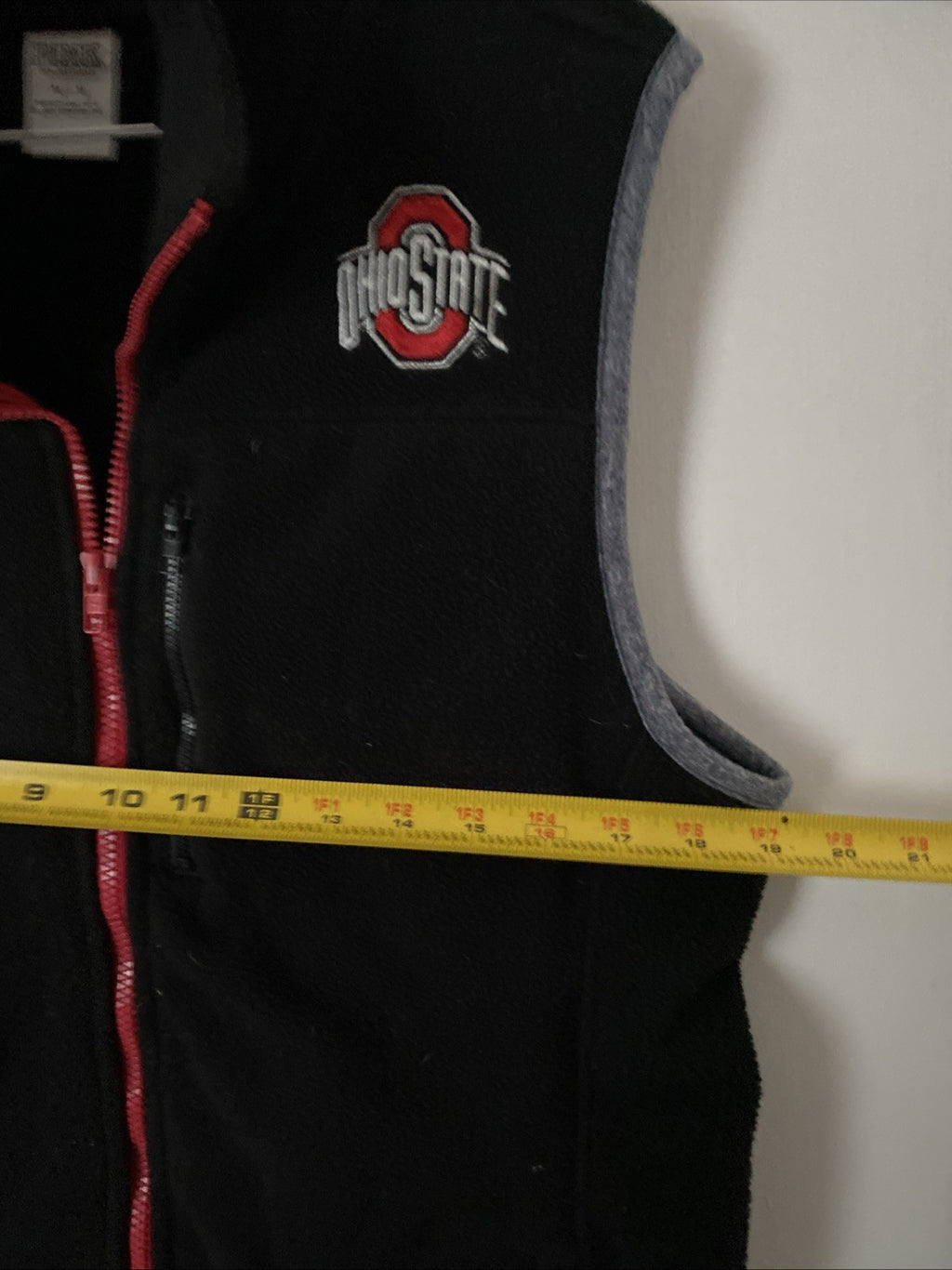 🏈Victoria’s Secret PINK Ohio State Buckeyes Full Zip Fleece Vest-Black-Size M