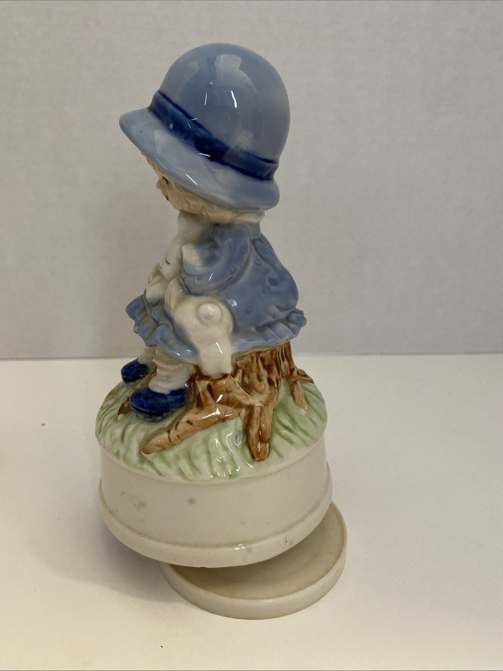 Vintage Girl With White Rabbit Music Box If I Could Talk To The Animals WORKS 