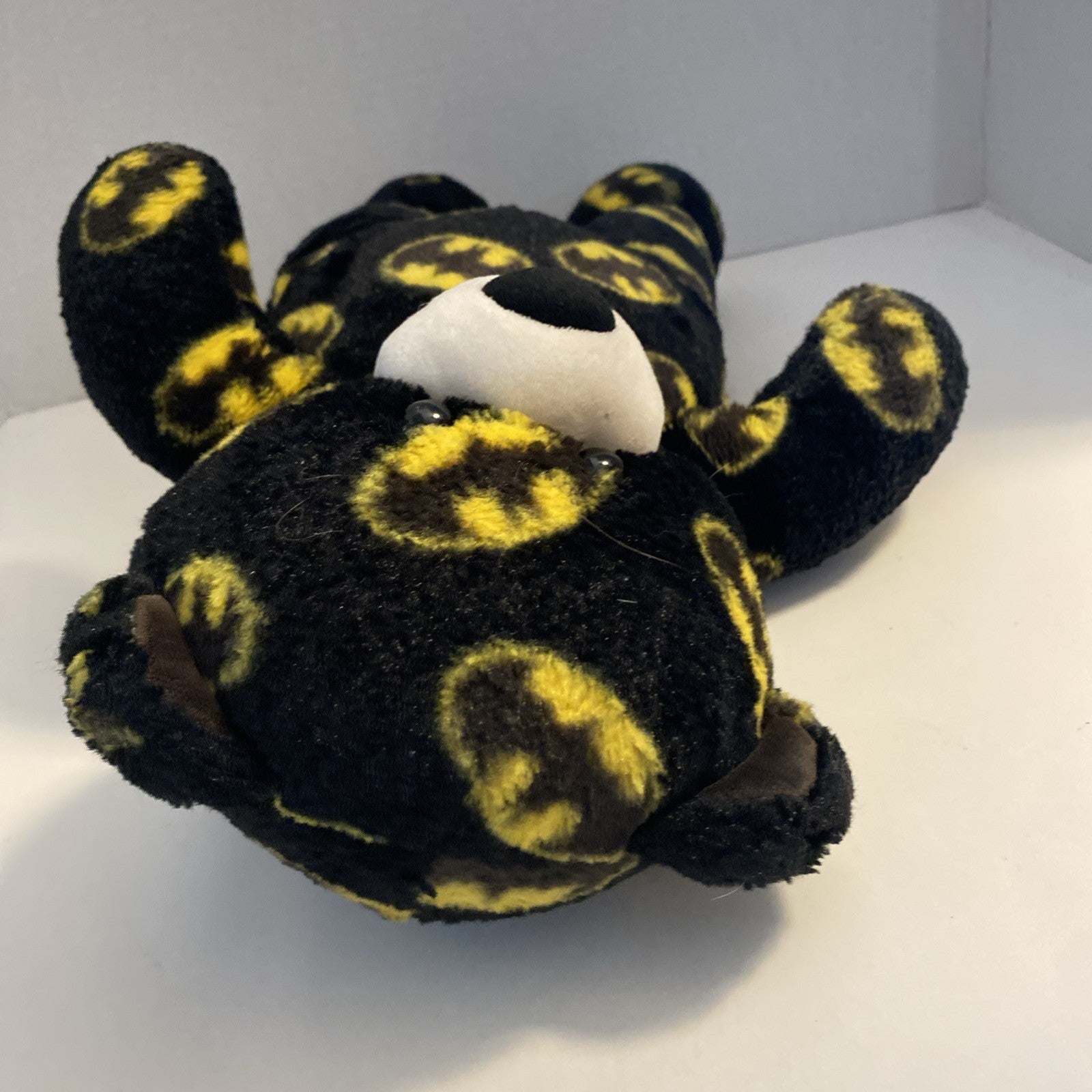 Batman Logo Build A Bear Black And Yellow Stuffed Animal Plush Bear 16" 2014