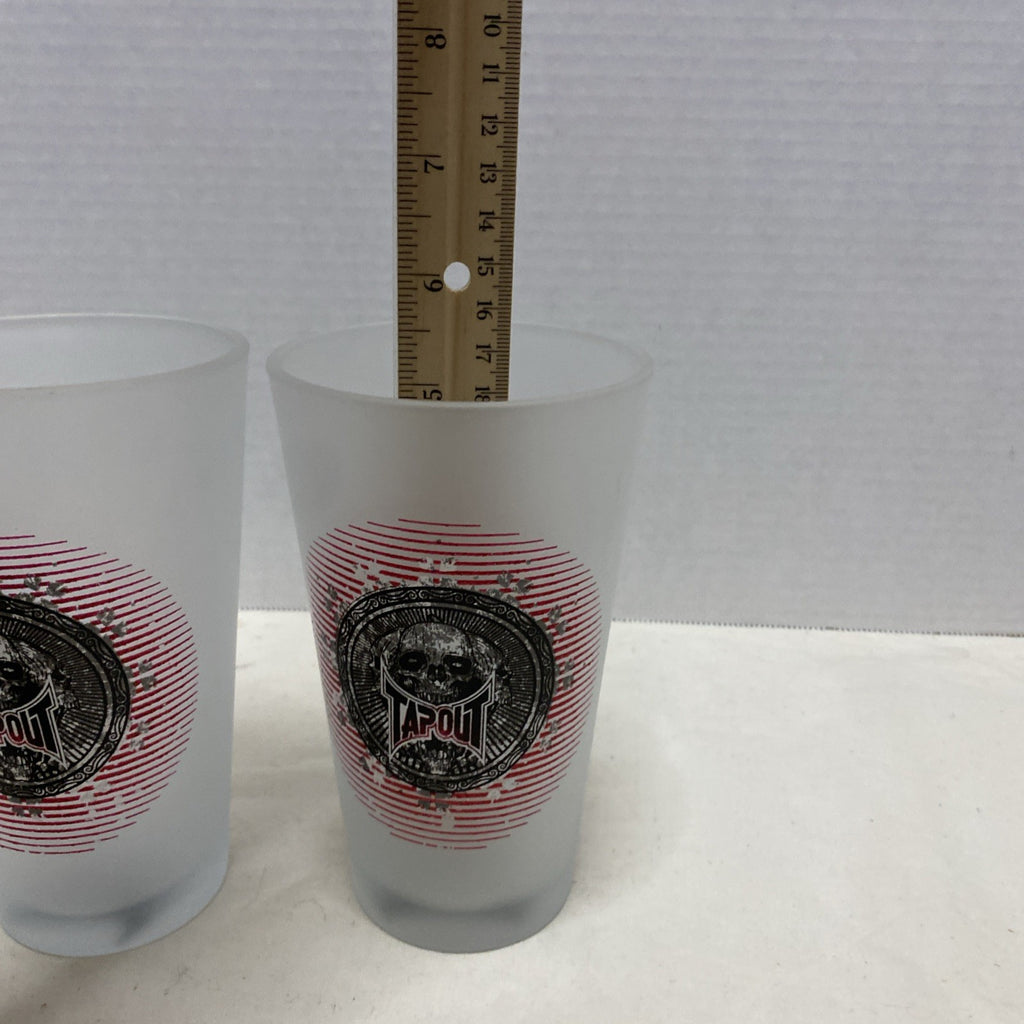 UFC Tapout Skull Frosted Highball Glass Set Of 2