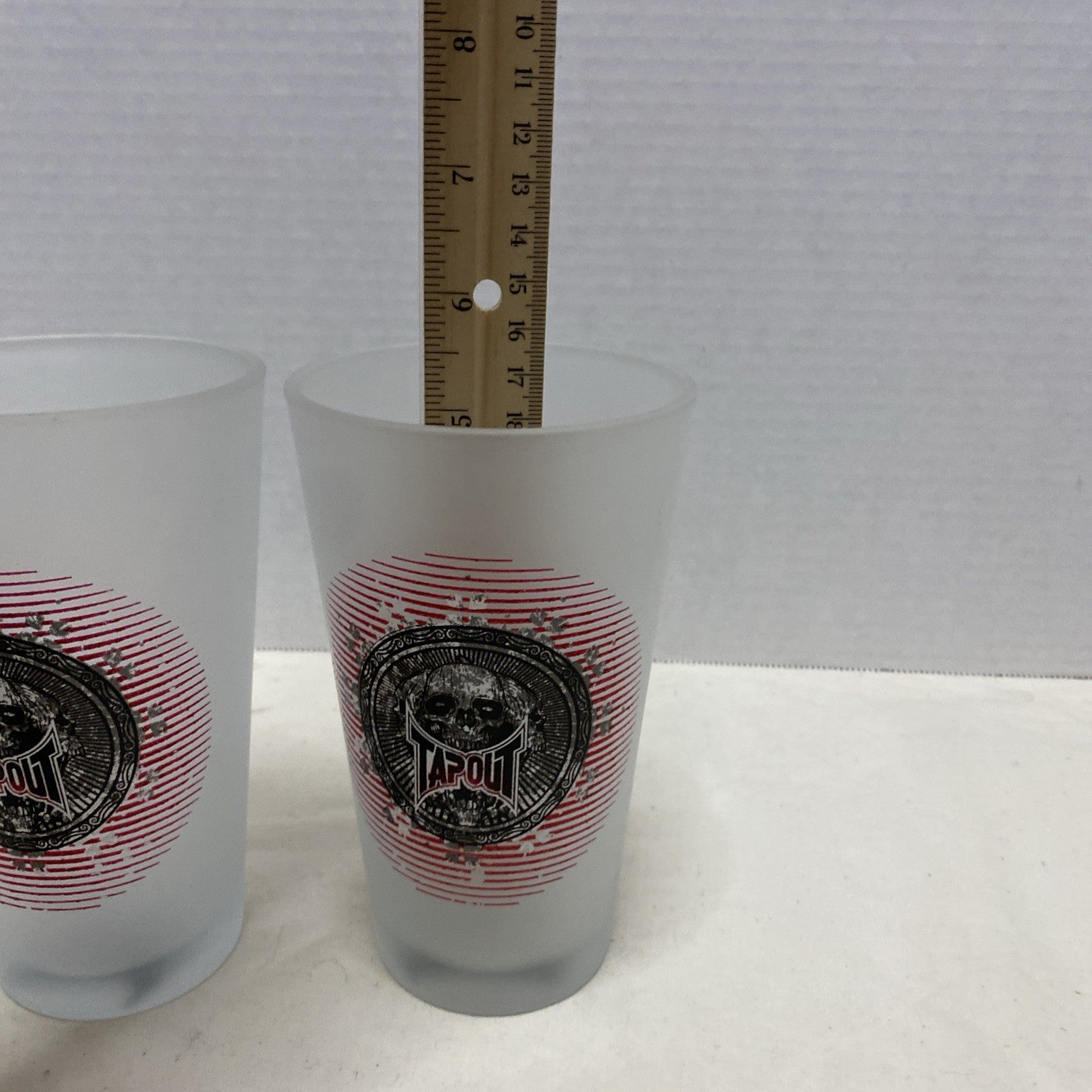 UFC Tapout Skull Frosted Highball Glass Set Of 2