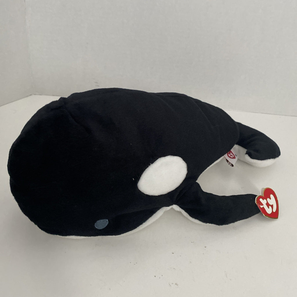 Ty Pillow Pals Tide The Whale Stuffed Plush Orca Killer Whale 14" 1997