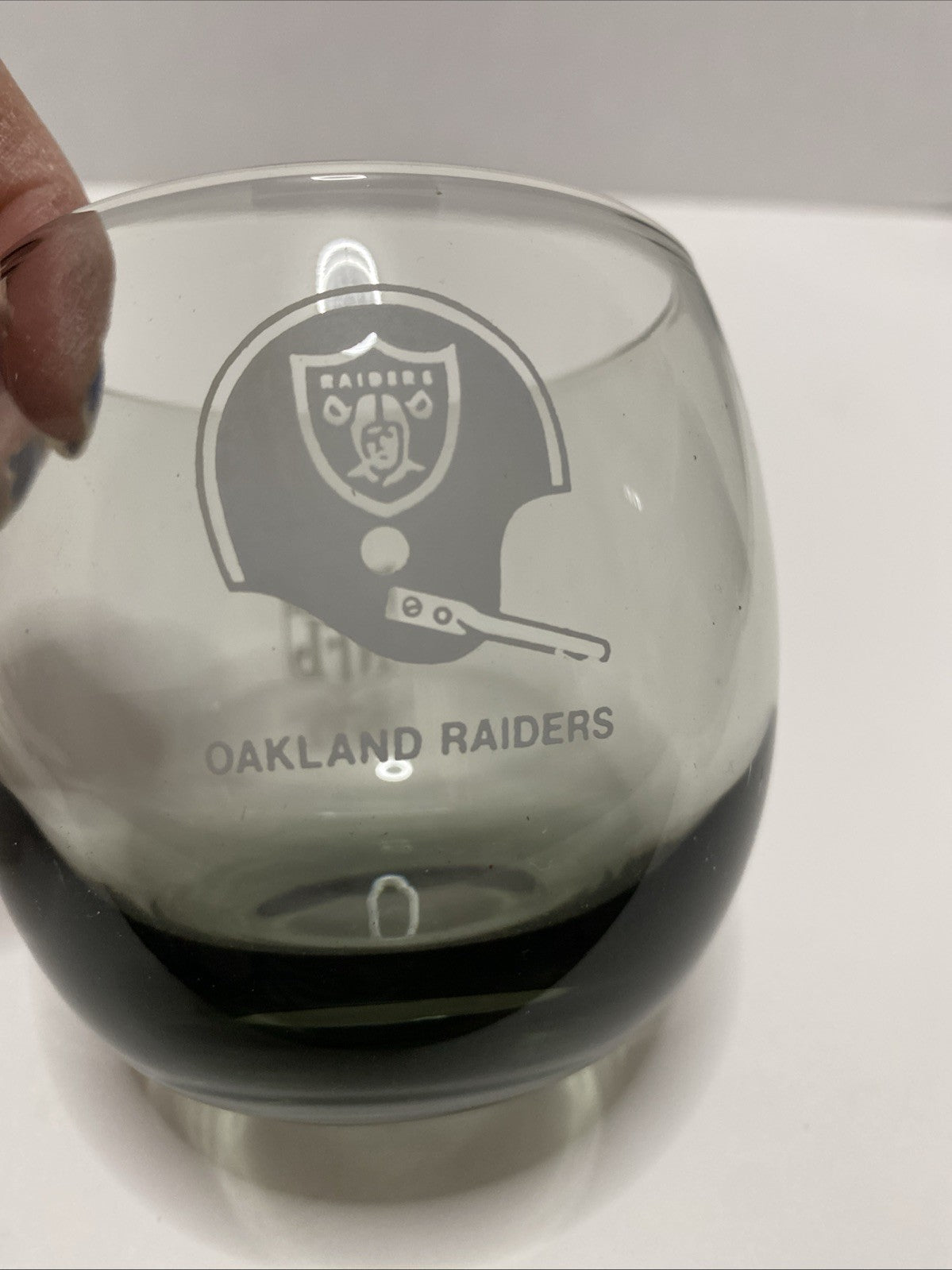 OAKLAND RAIDERS VINTAGE 70's Smoked Roly Poly Glass - MINT Shape