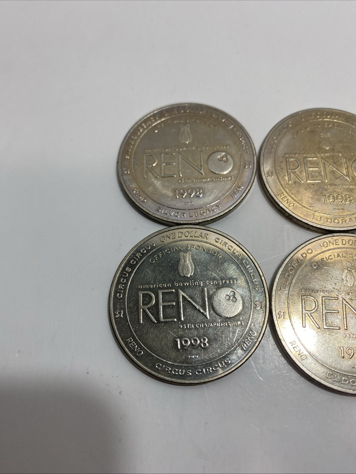 American Bowling Congress Tournament Reno, NV 6 Casino Tokens 1998 Without Box