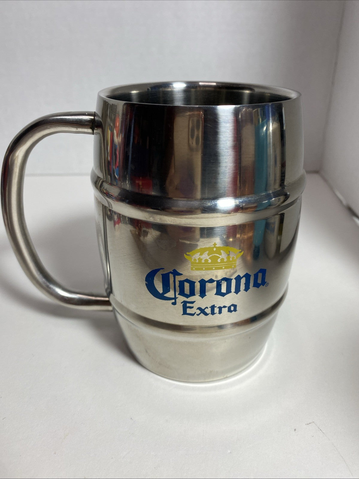 Stainless Steel Mug with Corona Extra Logo & Text, from Calhoun Sportswear