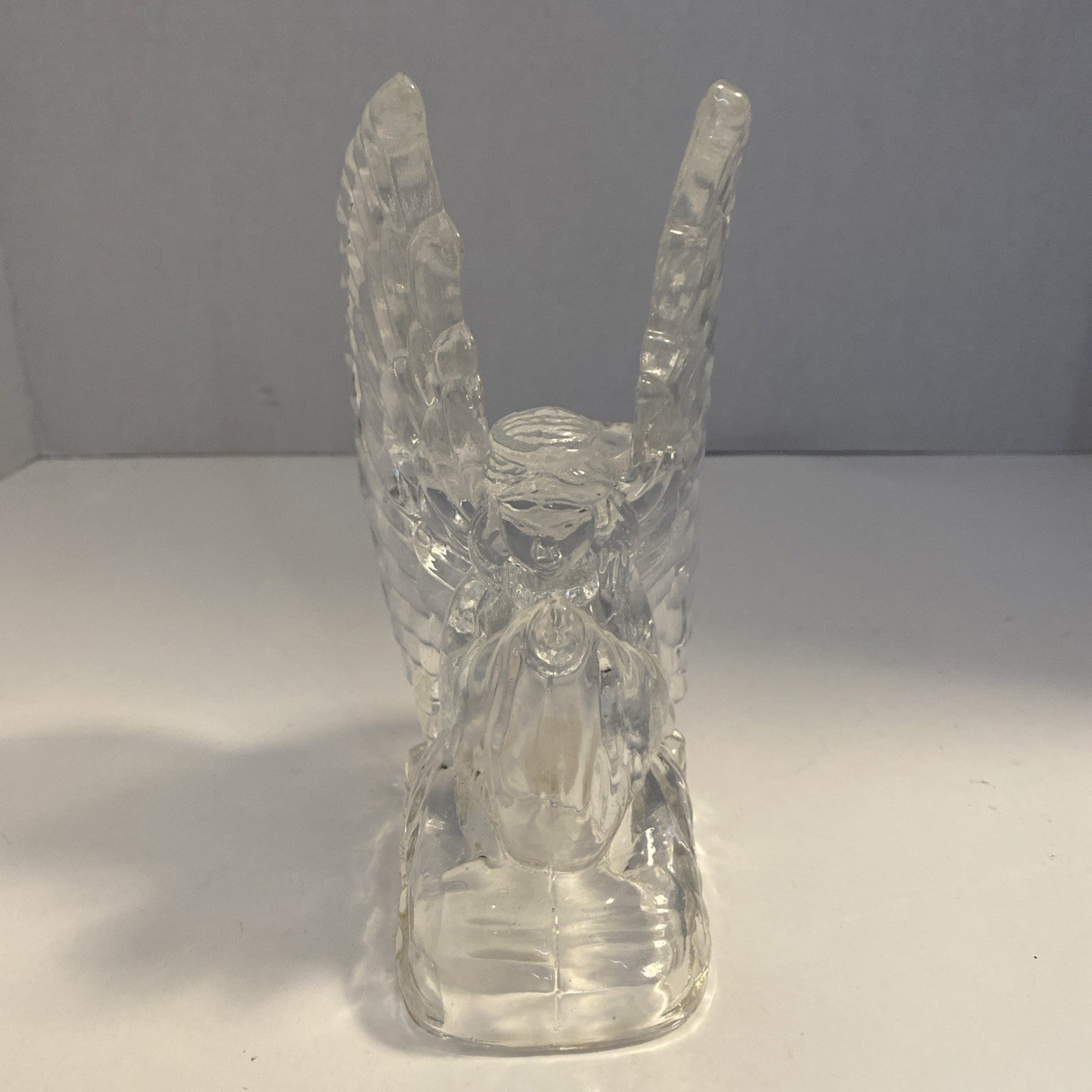 Praying Angel Votive Candleholder Clear Heavy Christmas Home Decorative Shelf