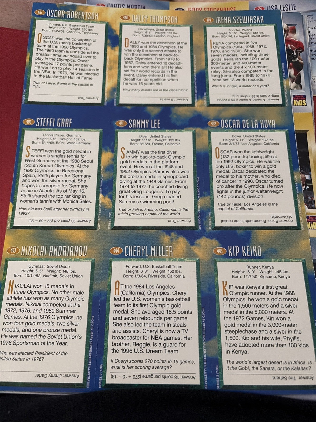 Sports Illustrated For Kids 9 Card Sheet - Olympic Champions 