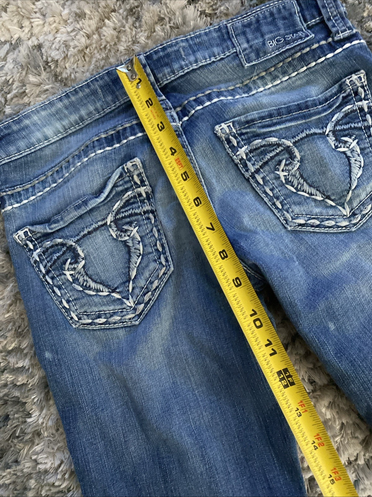 Big Star Women's Sweet Boot Denim Blue Jeans Size 28R Ultra Low Rise 28 X 19