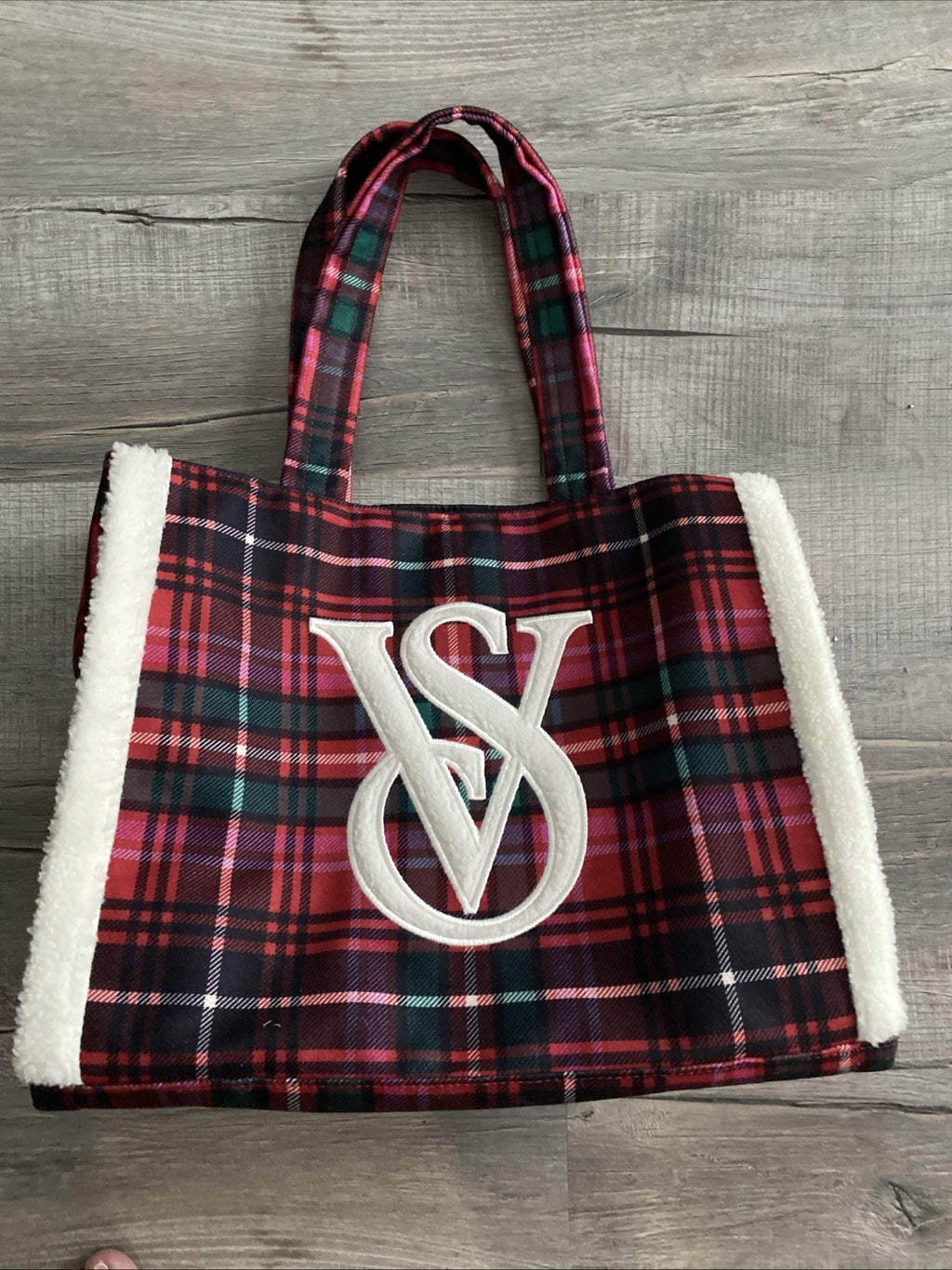Victoria Secret Red Plaid Christmas Holiday 2022 Tote Bag