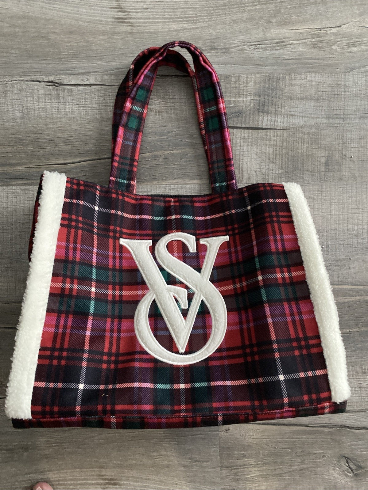 Victoria Secret Red Plaid Christmas Holiday 2022 Tote Bag
