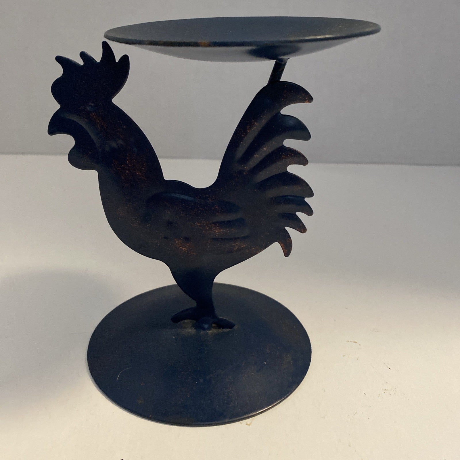 Rooster Candle Holder brown/bronze colored  Metal Pillar Chicken Farm Rustic