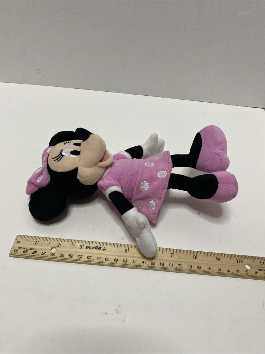 Disney Minnie Mouse Plush Doll Pink Polka Dot Stuffed Animal Toy Bow 10" 