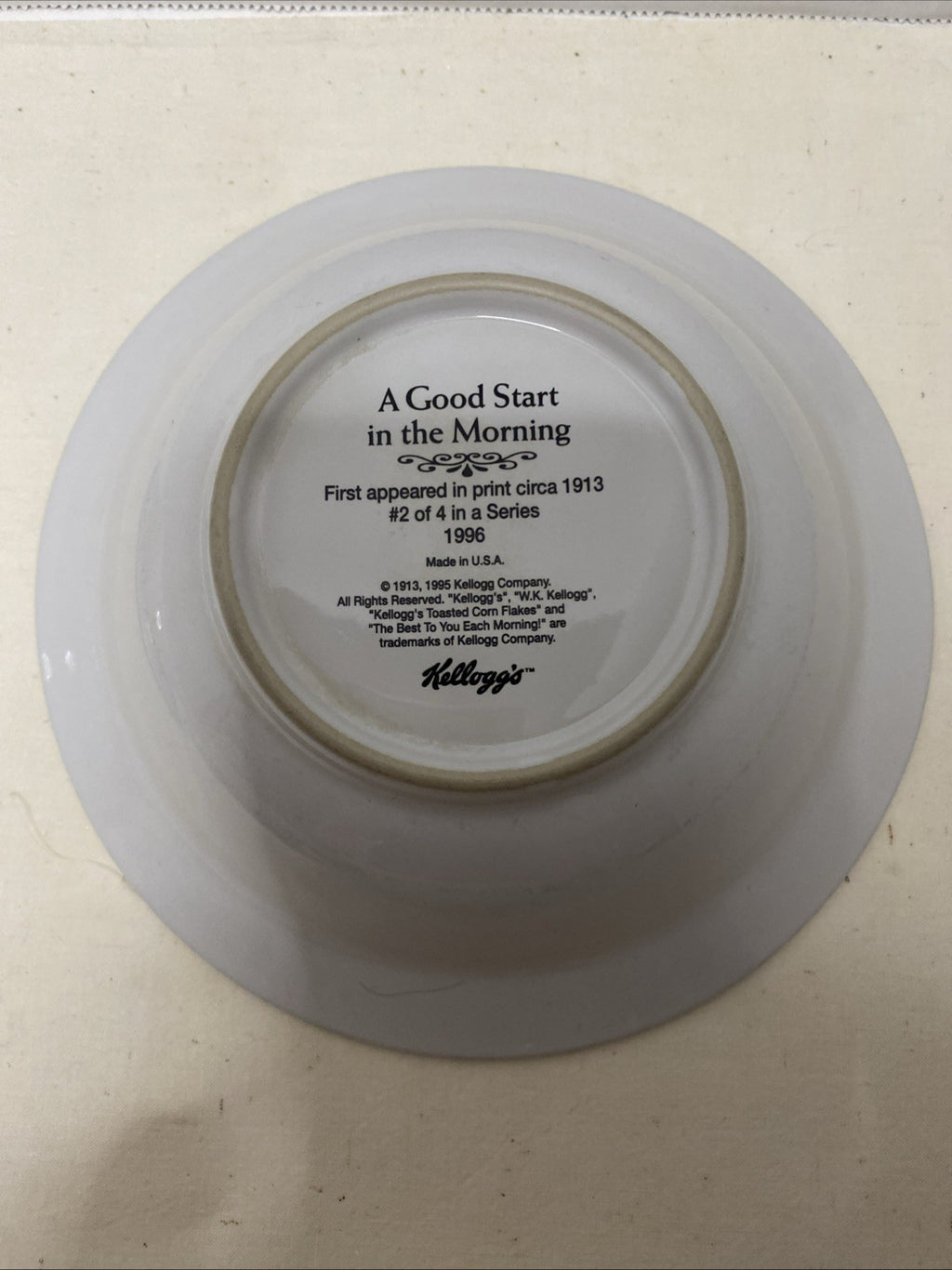 KELLOGG'S COLLECTIBLE CERAMIC CEREAL BOWLS - 90TH ANNIVERSARY 1996 - SET OF 4