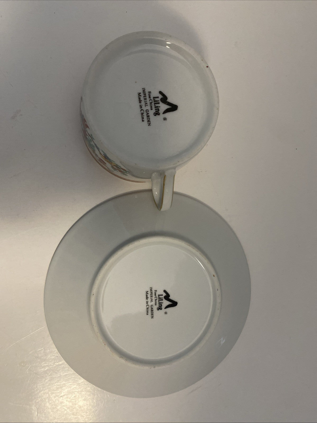 LiLing Imperial Garden flat cup & saucerflowers birds tree