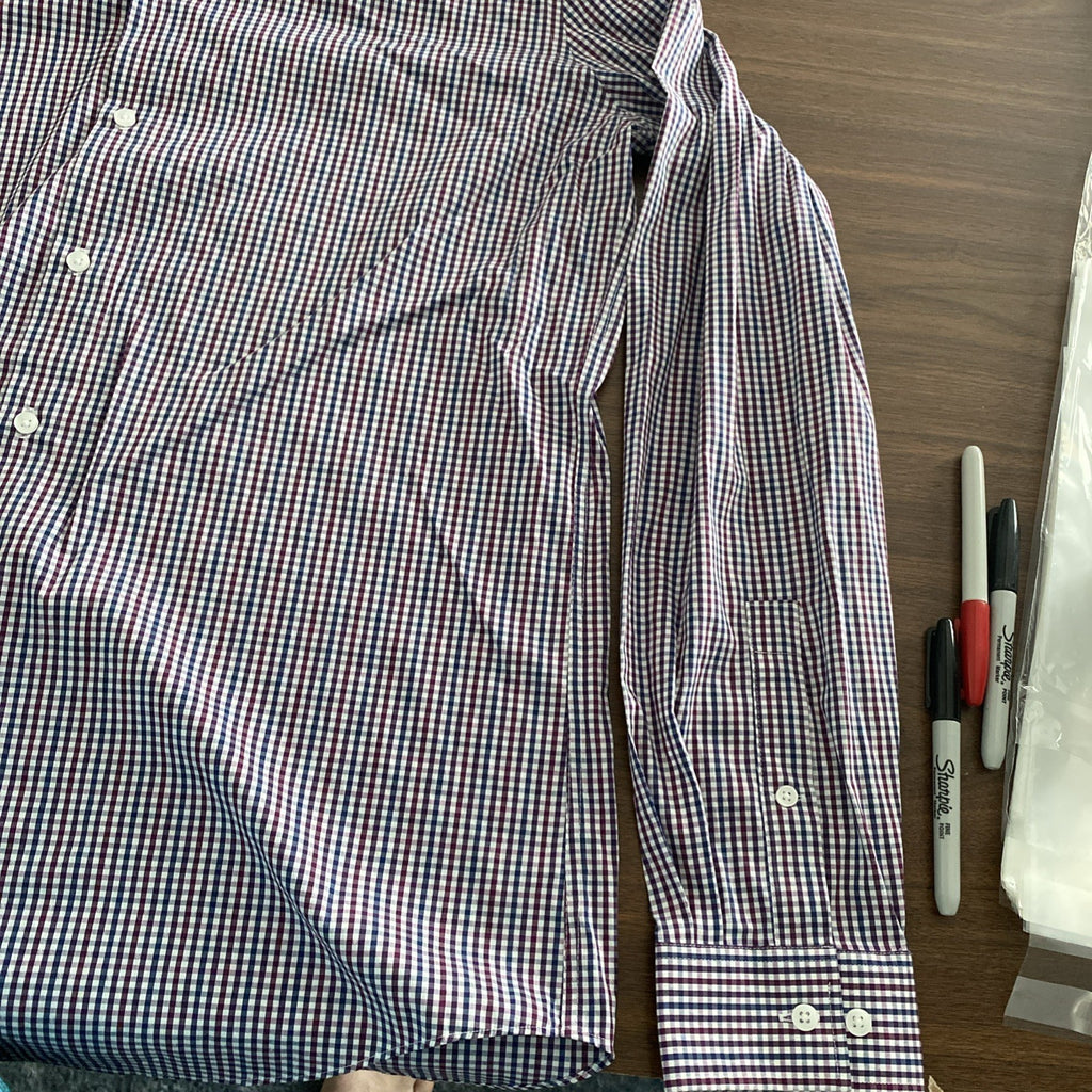 Michael Kors Mens Shirt Small Gray plaid button down air soft stretch