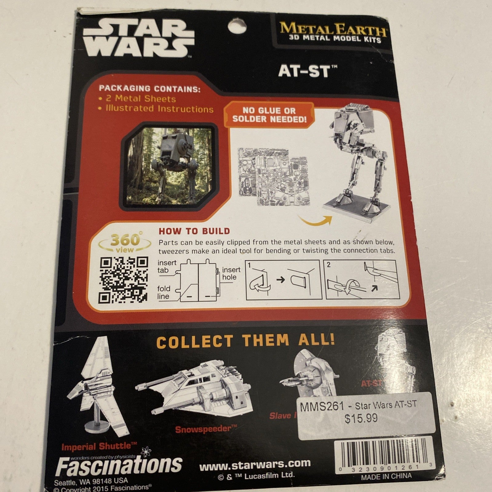 STAR WARS DISNEY METAL EARTH 3D STEEL SHEETS MODEL KIT AT-ST NIP