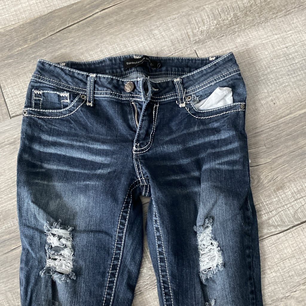21 black women’s denim distressed jeans size 7/8