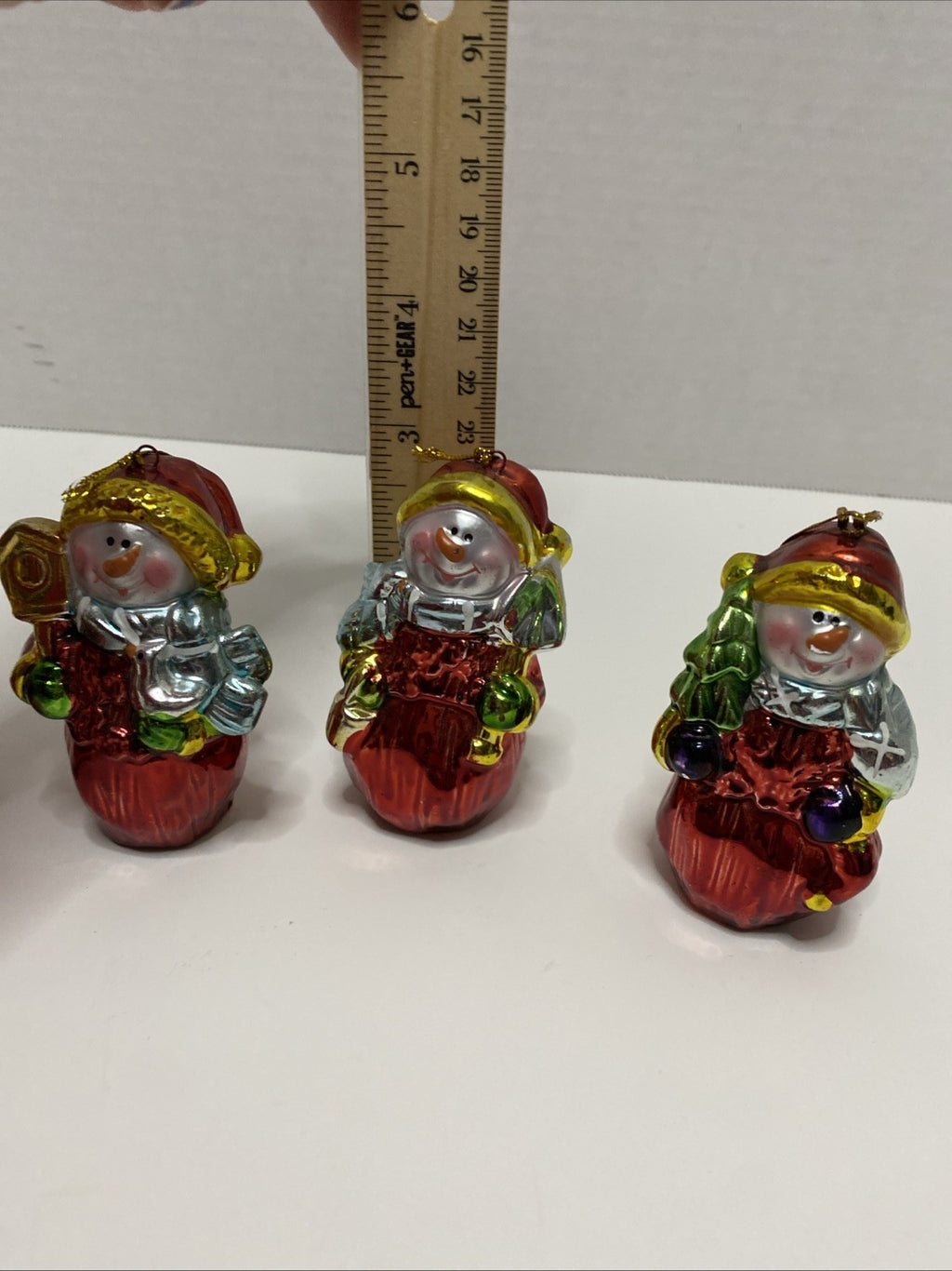Christmas Tree Snowman Ornaments with Hangers 4 ea Small 3"