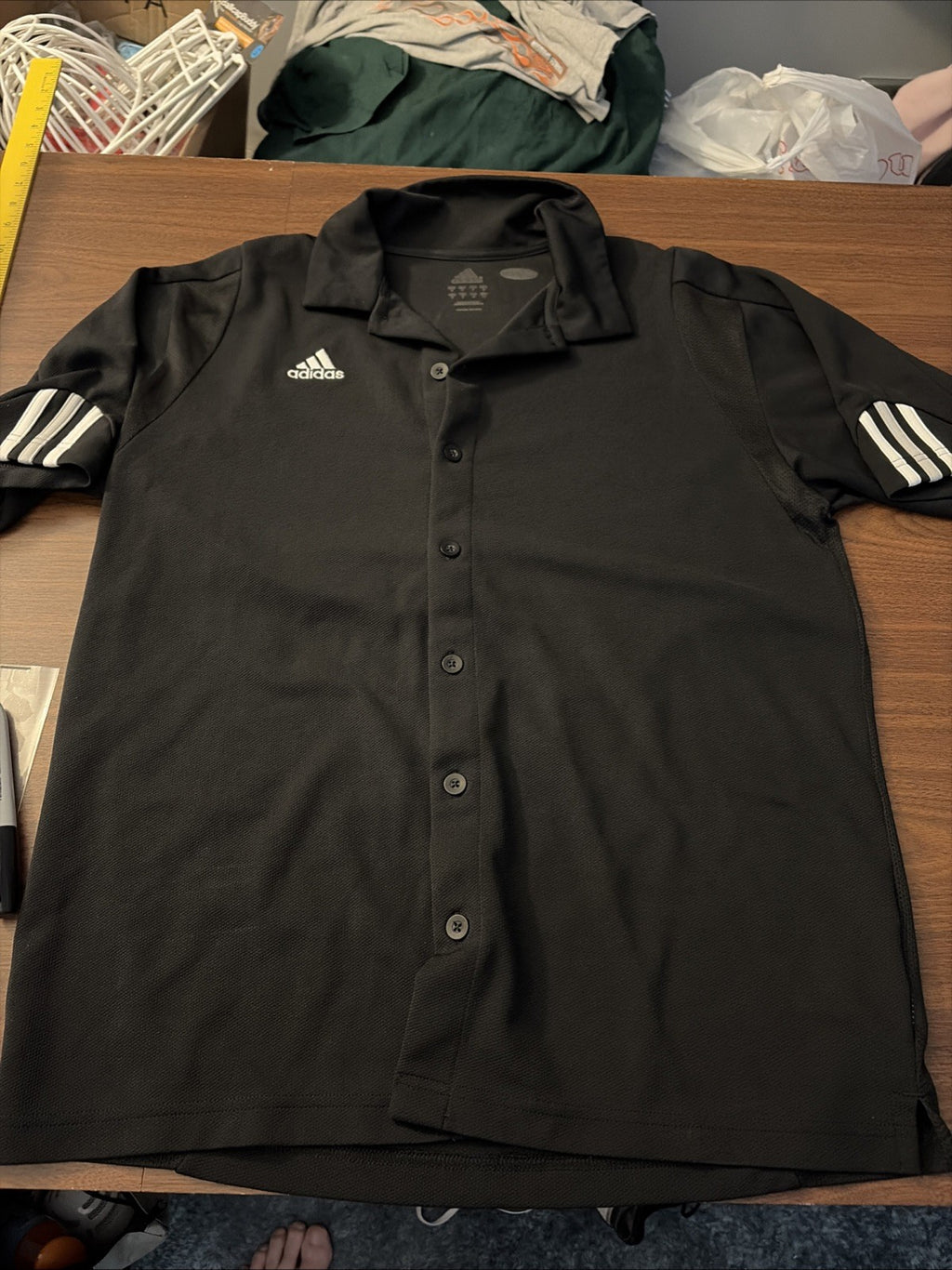 Adidas Climacool Men's Sz M Black Polo Shirt Performance Button Up