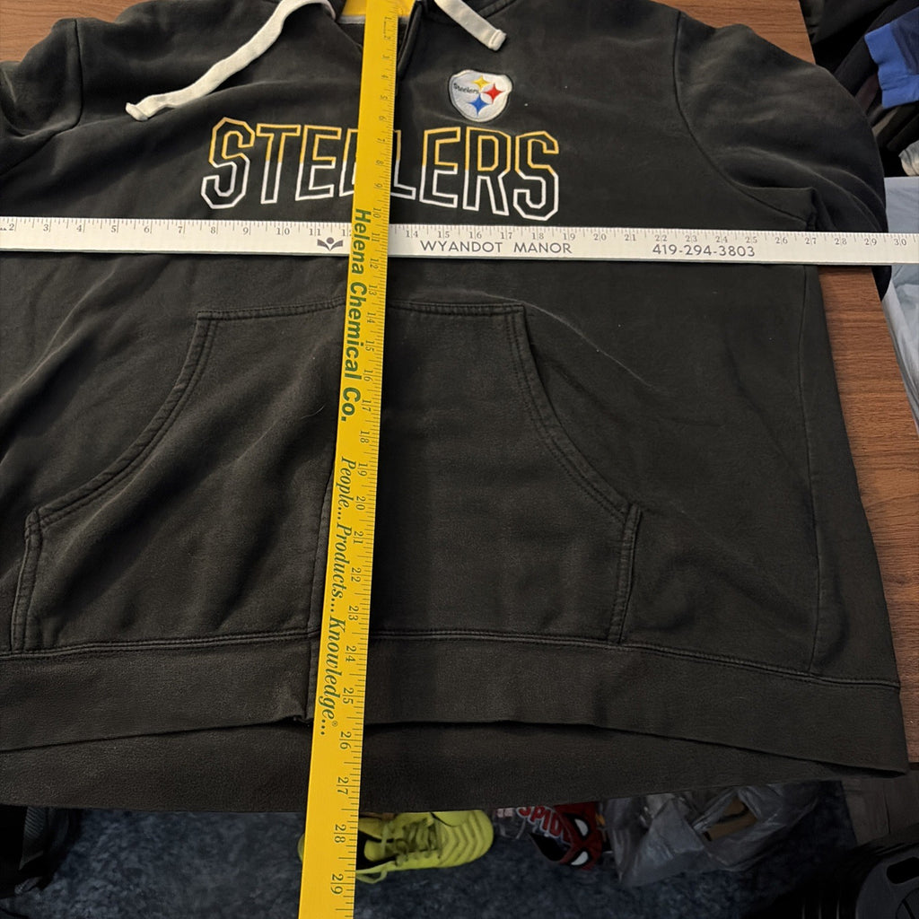 NFL Pittsburgh Steelers Zip Up Hoodie Sweatshirt Long Sleeve Black 2XL
