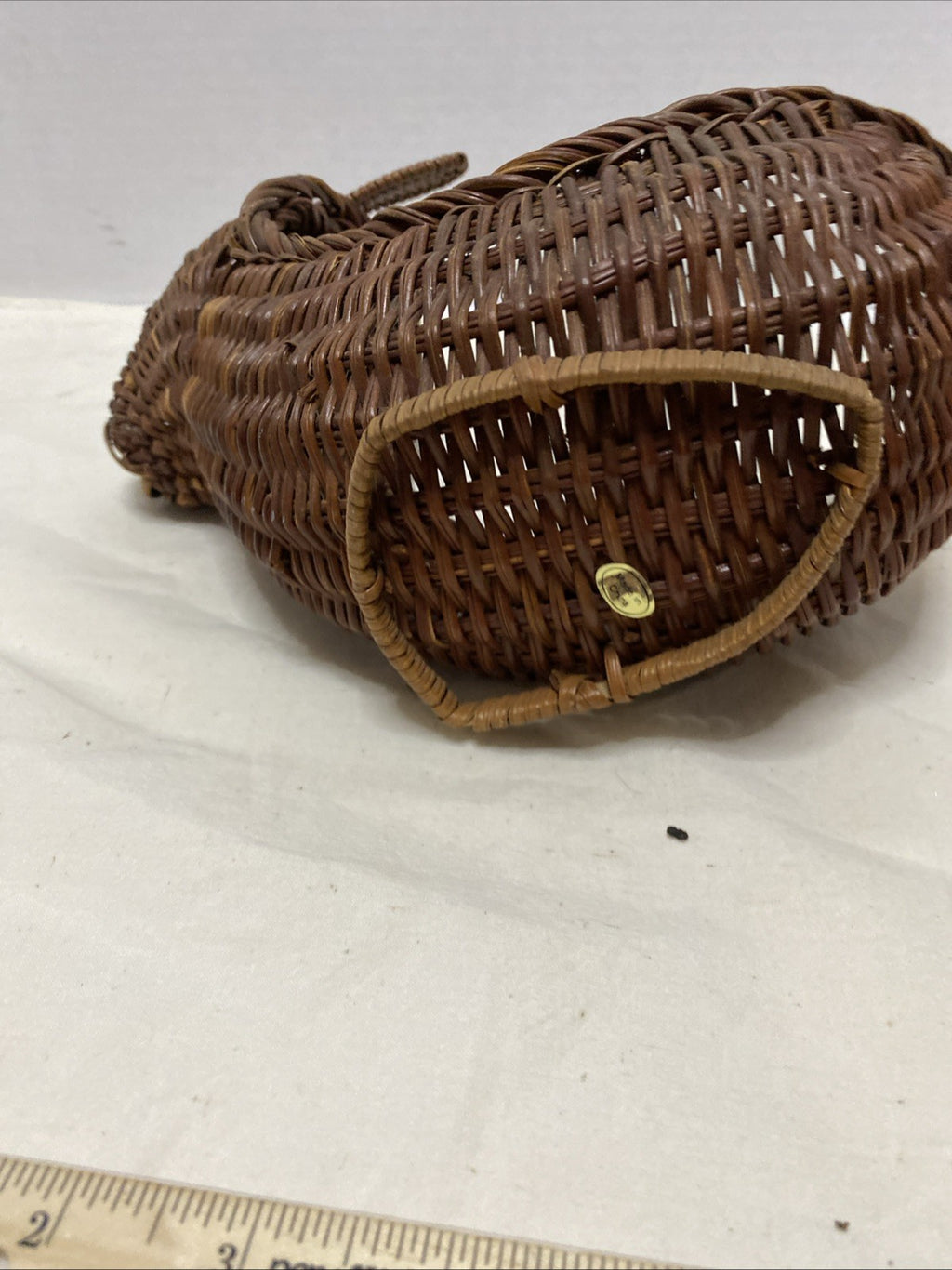 Bunny Rabbit Dark Brown Wicker Bread Basket Centerpiece