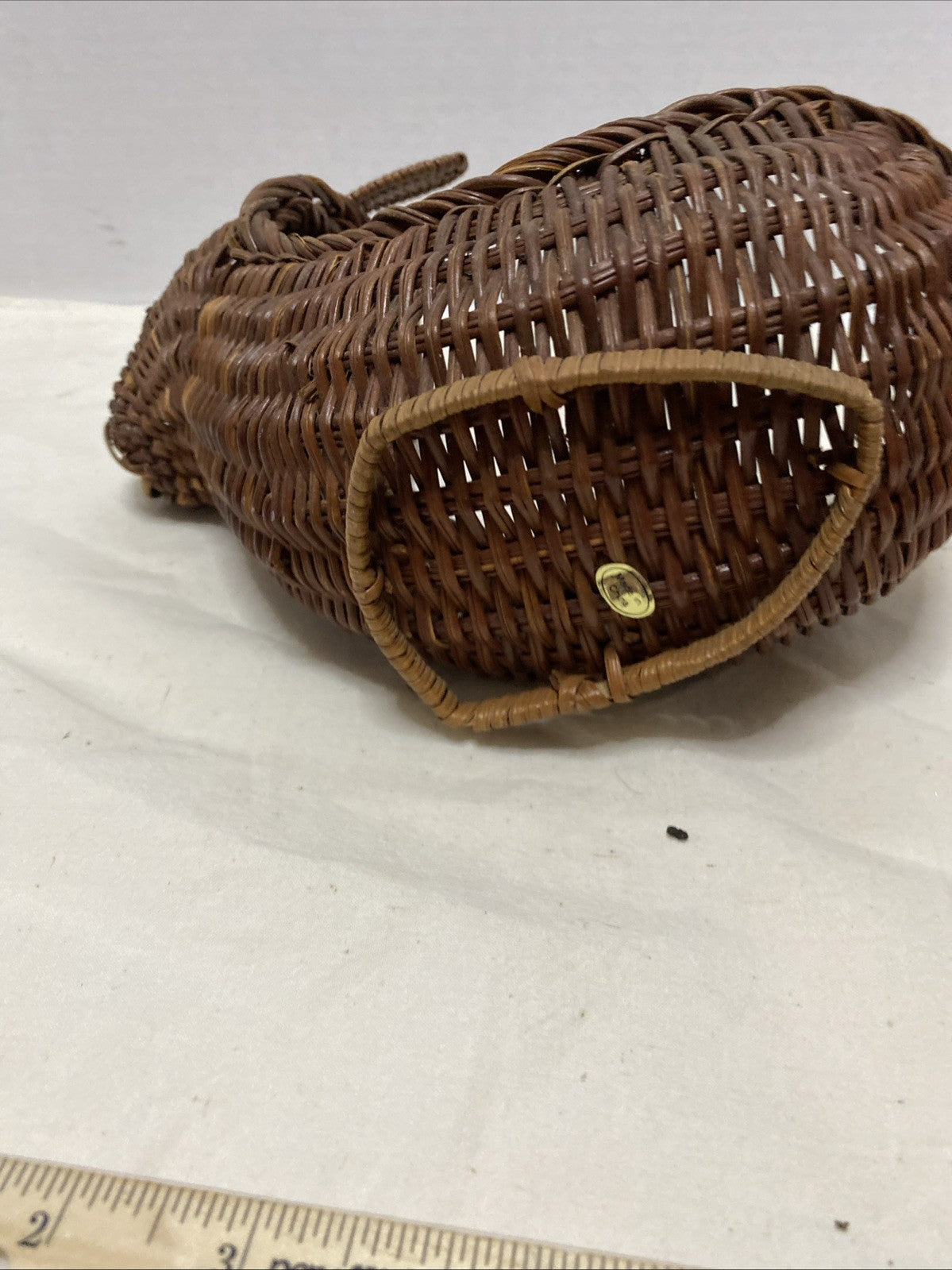 Bunny Rabbit Dark Brown Wicker Bread Basket Centerpiece