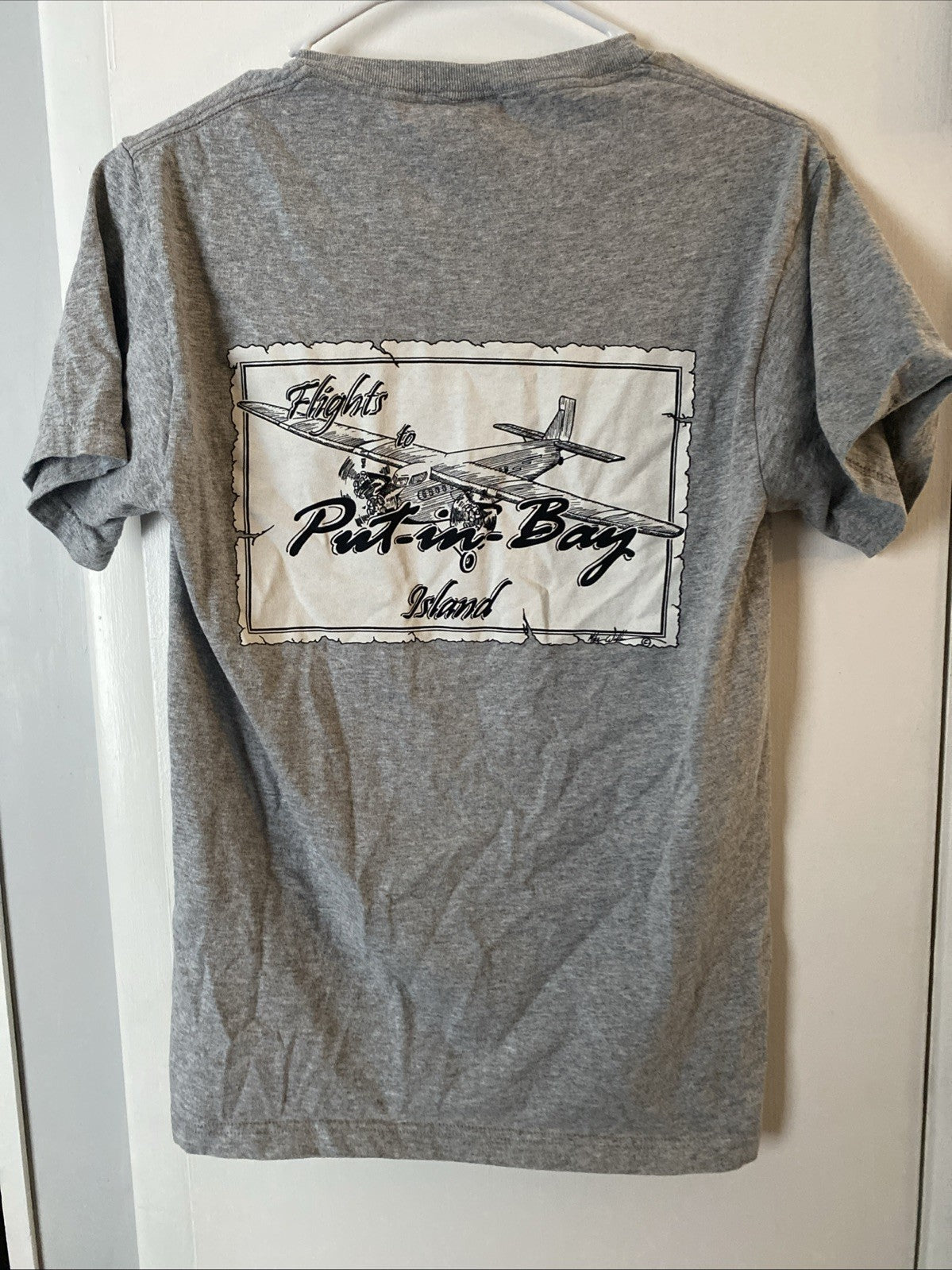 Put in Bay Island flights to put in Bay Island adult size small gray shorts slee