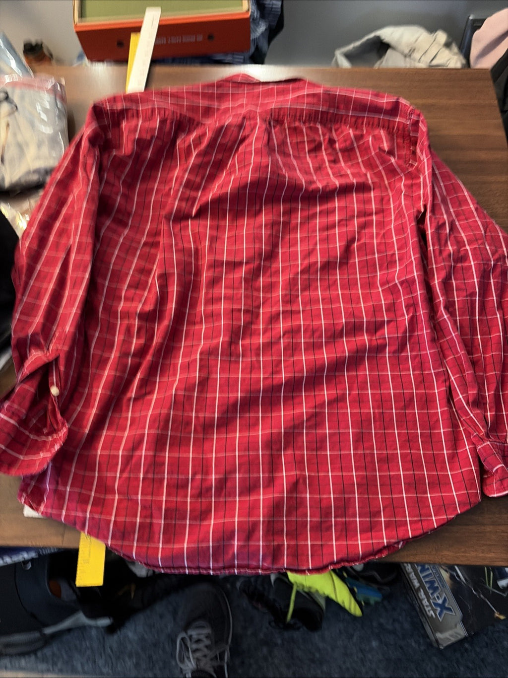 vesi sportswear Men’s Large Long Sleeve Ohio State Buckeye Plaid Button-Down